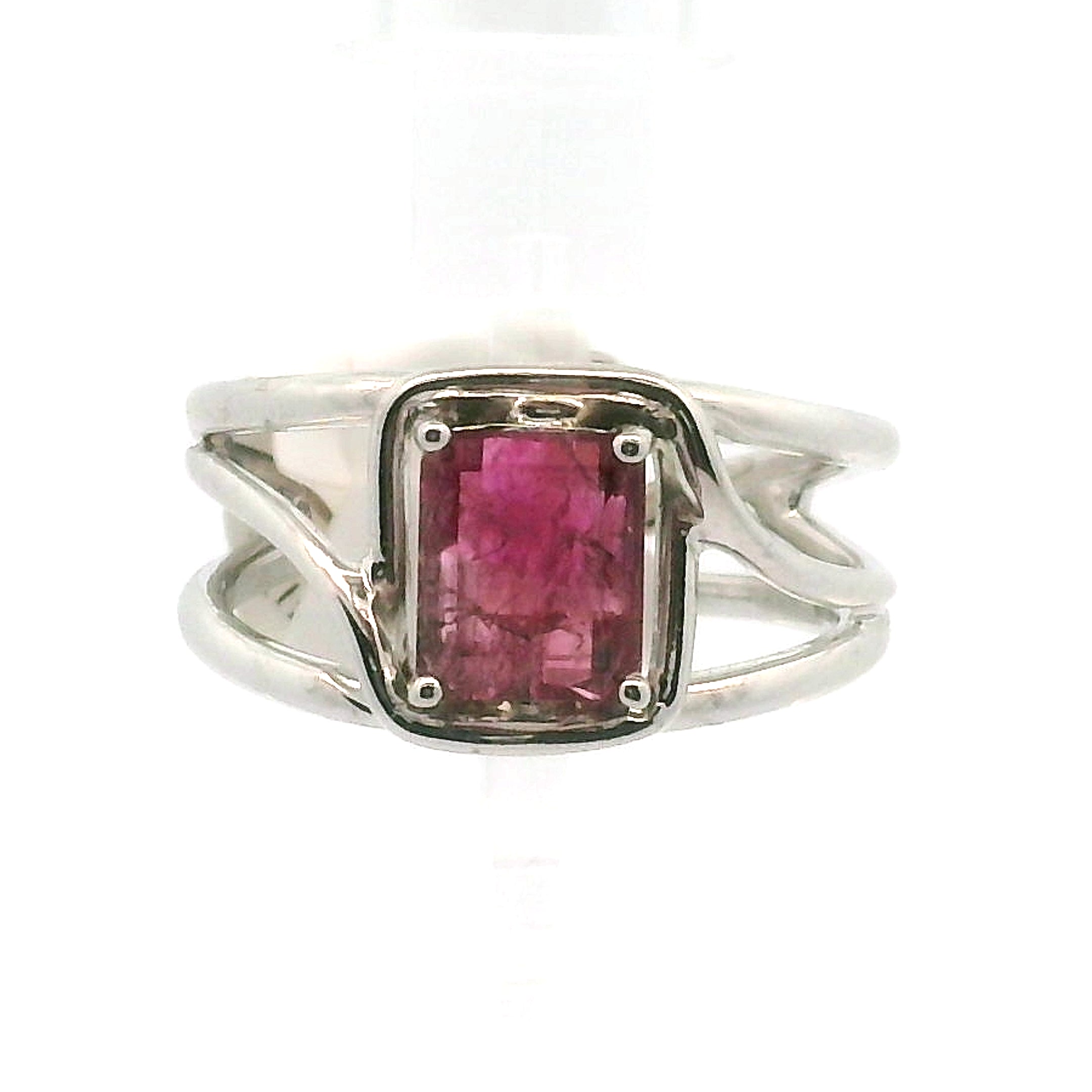 Sunset Tourmaline Cuff Ring .925 Silver for Awareness, Communication and Meditation