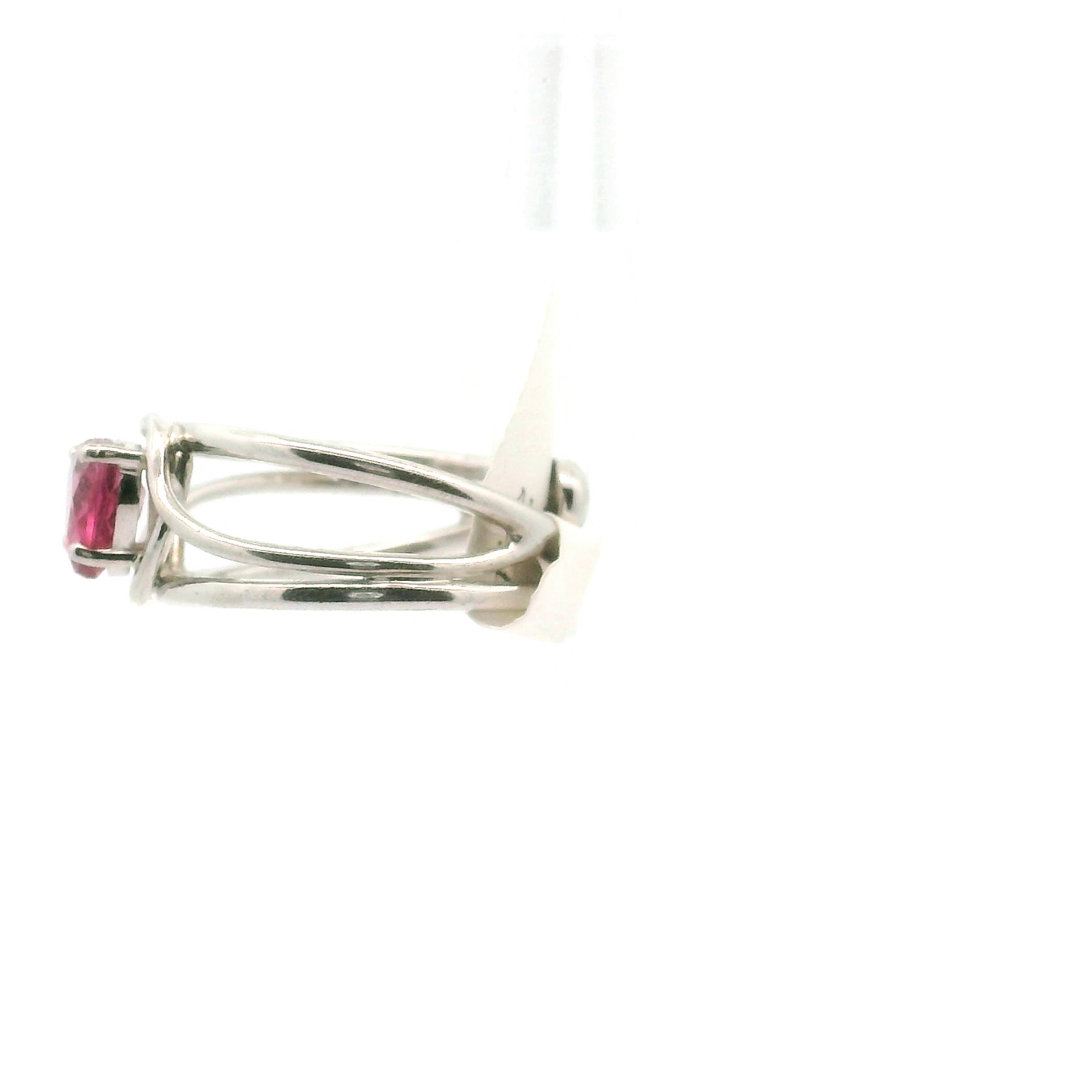 Pink Tourmaline Heart Midi Cuff Ring .925 Silver for Joy, Kindness and Love