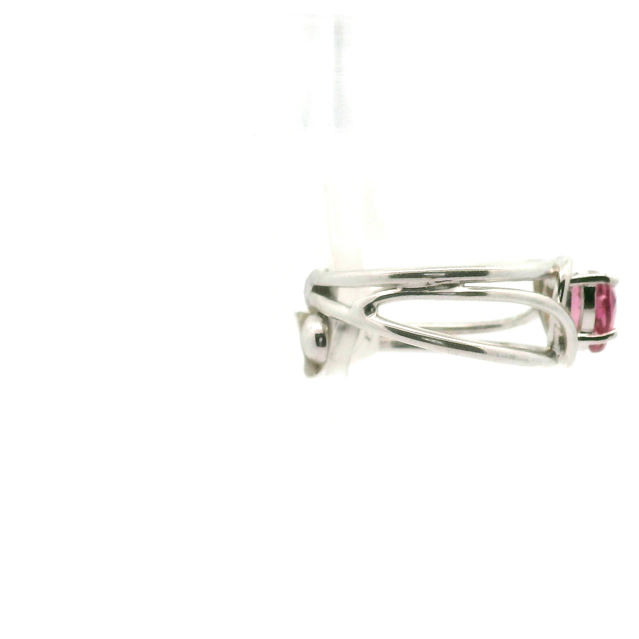 Pink Tourmaline Heart Midi Cuff Ring .925 Silver for Joy, Kindness and Love