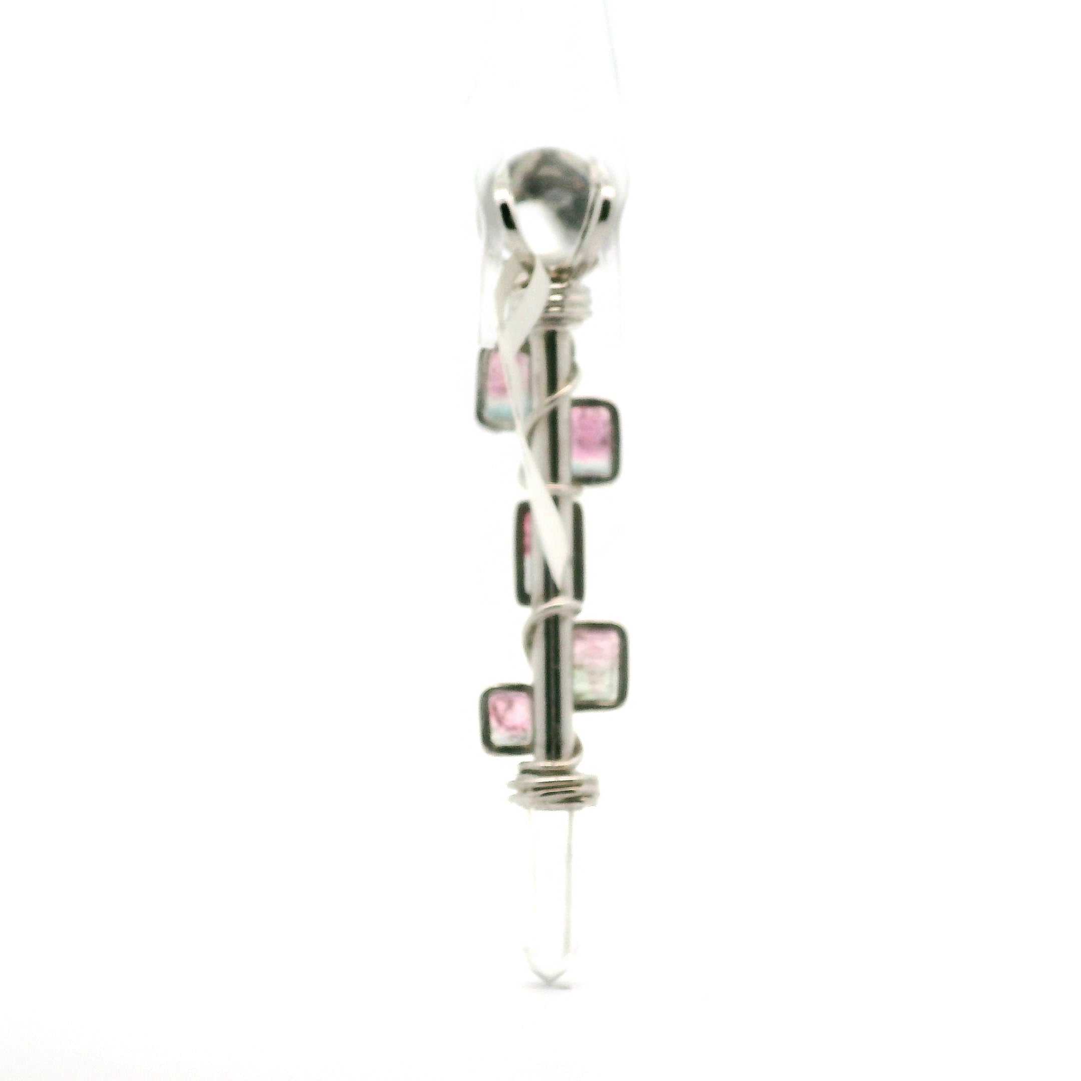 Quartz + Cotton Candy Tourmaline Wandlet .925 Silver for Self Acceptance and Amplifying Intentions
