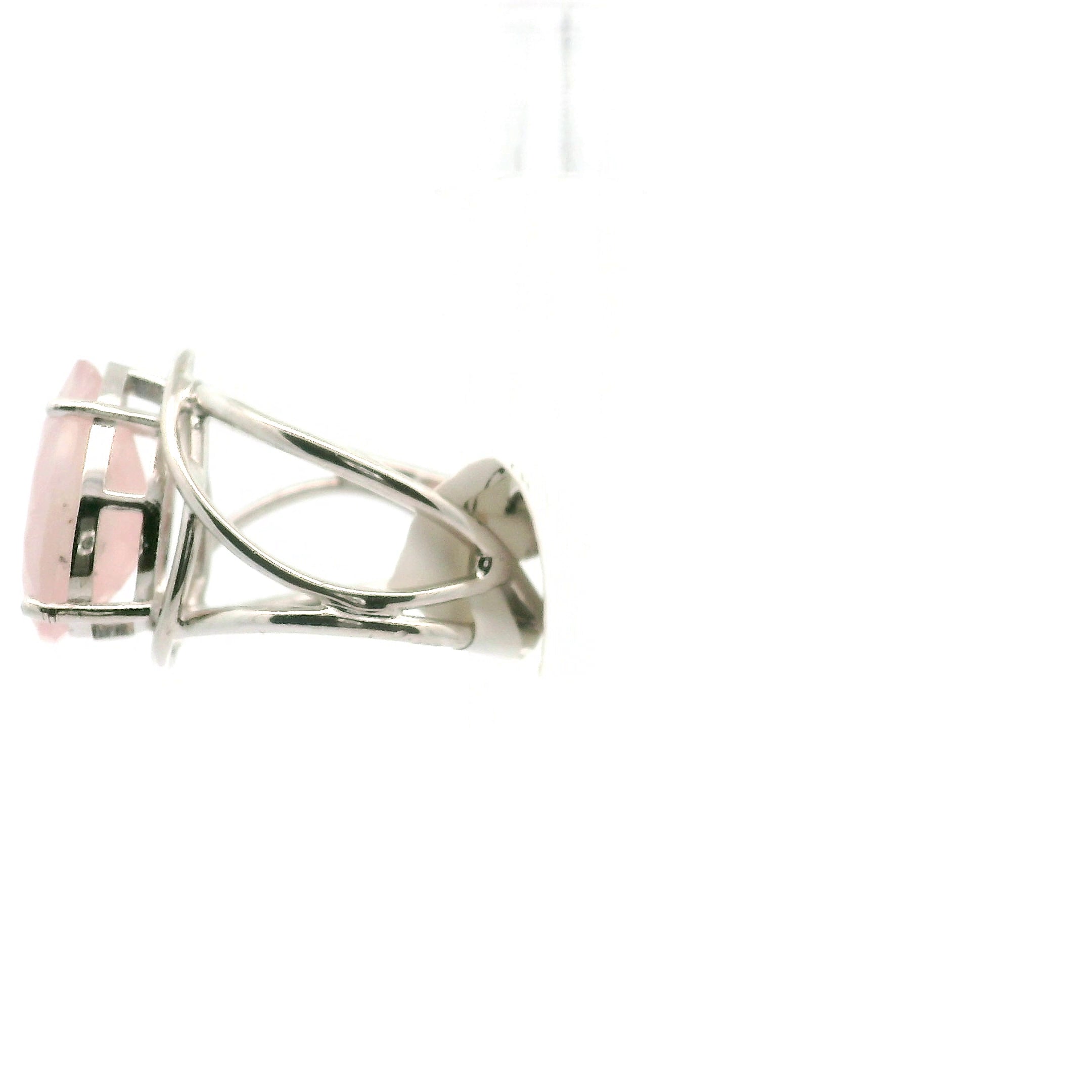Morganite Teardrop Cuff Ring .925 Silver for Abundance of Joy and Love