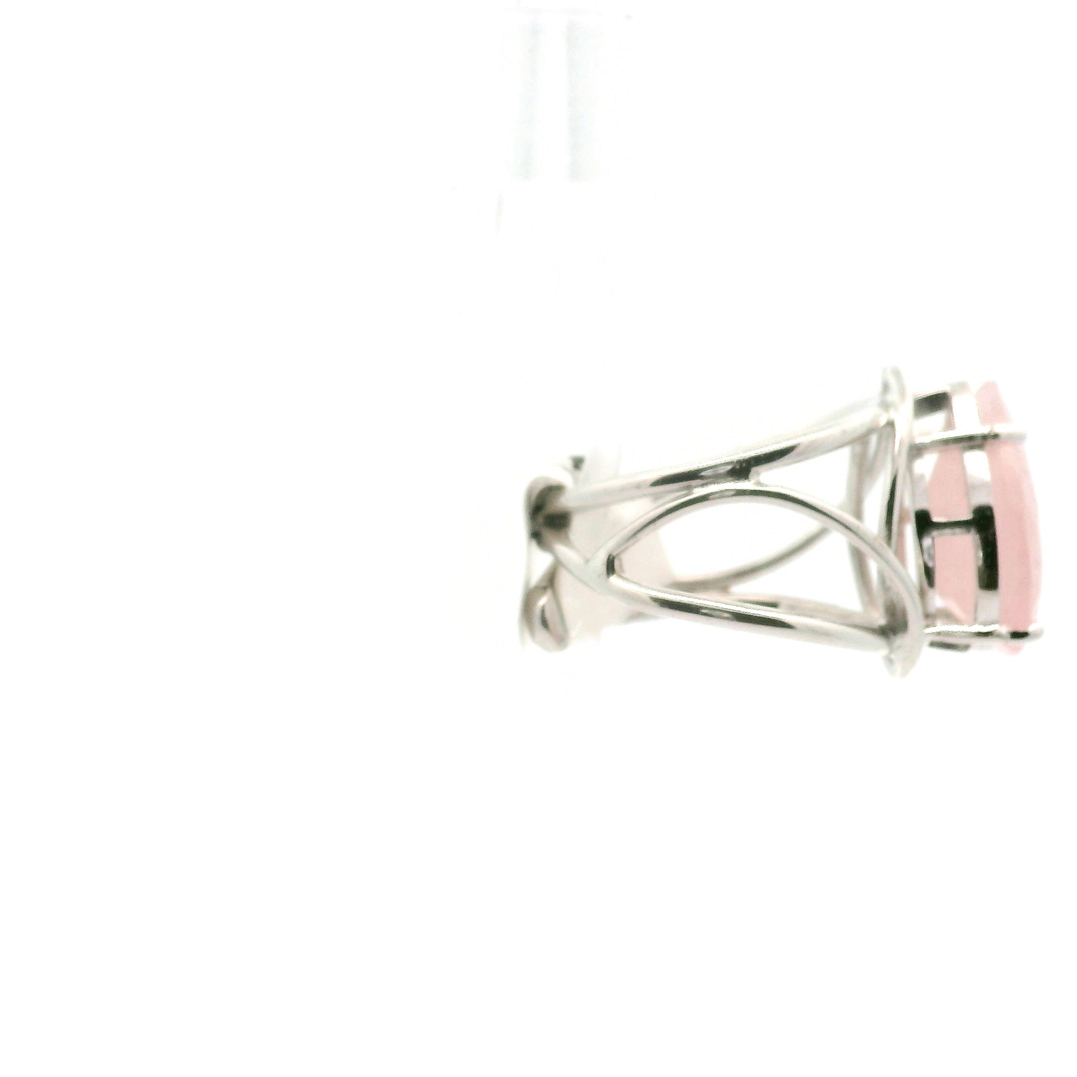 Morganite Teardrop Cuff Ring .925 Silver for Abundance of Joy and Love