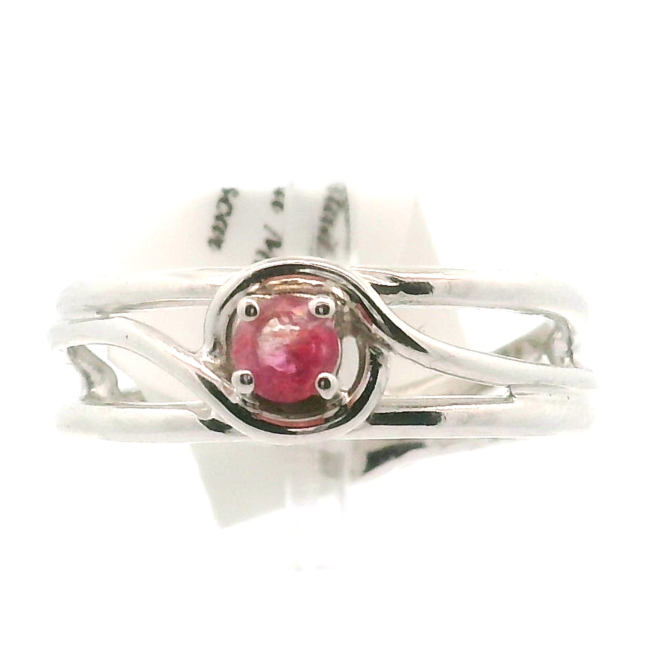 Pezzottaite Midi Cuff Ring 925 Silver for Joy, Love and Empowerment