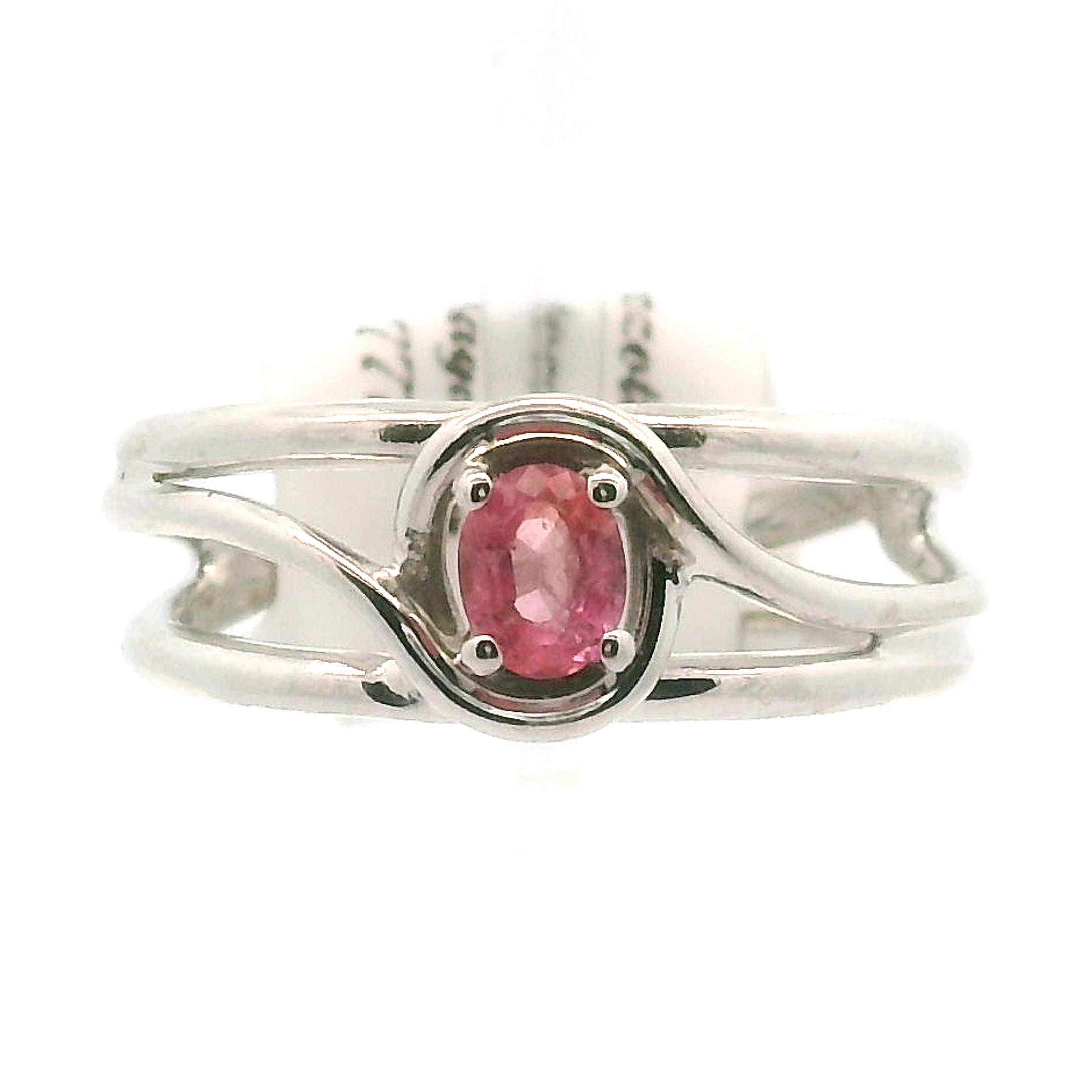 Pezzottaite Midi Cuff Ring 925 Silver for Joy, Love and Empowerment