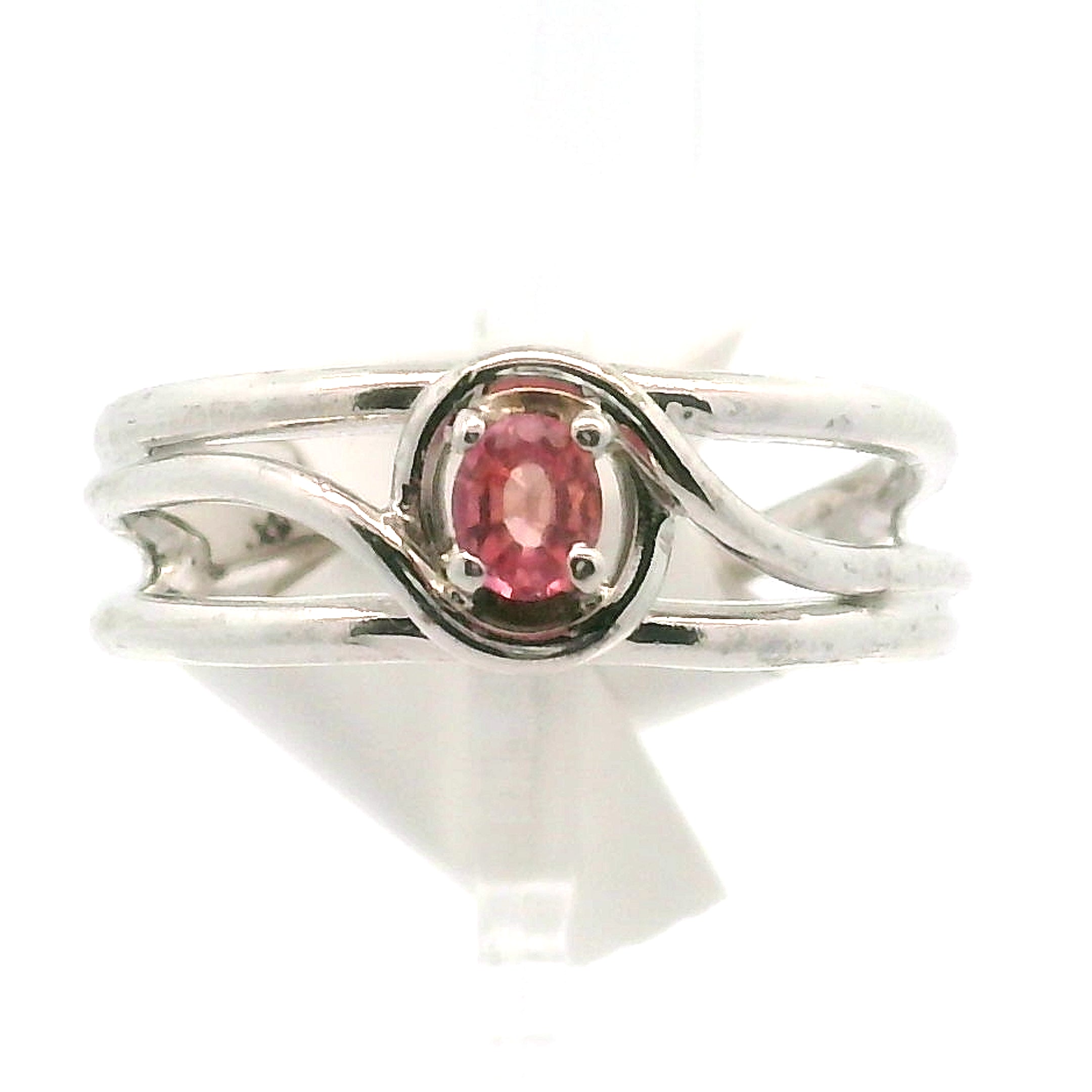 Pezzottaite Midi Cuff Ring 925 Silver for Joy, Love and Empowerment