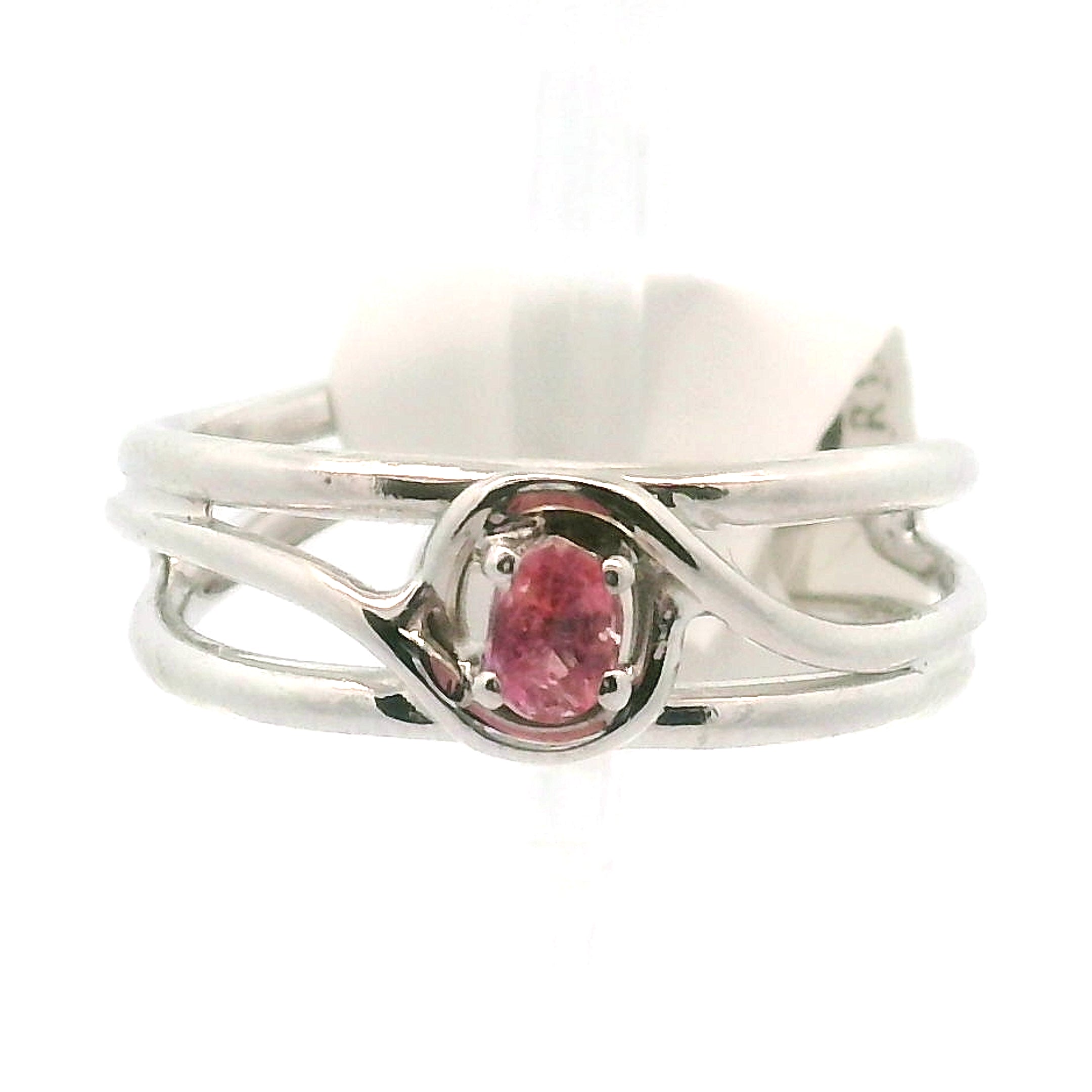 Pezzottaite Midi Cuff Ring 925 Silver for Joy, Love and Empowerment