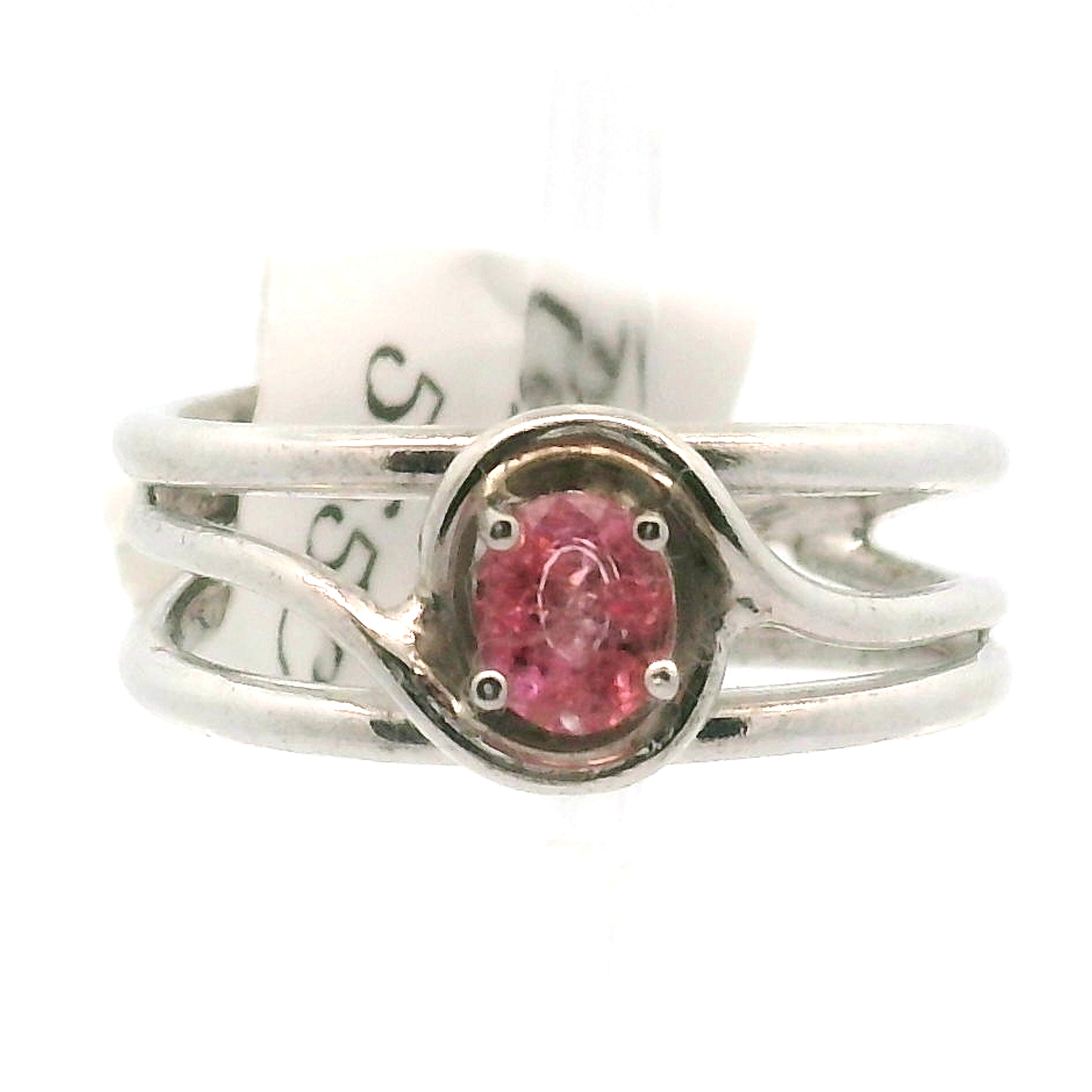 Pezzottaite Midi Cuff Ring 925 Silver for Joy, Love and Empowerment