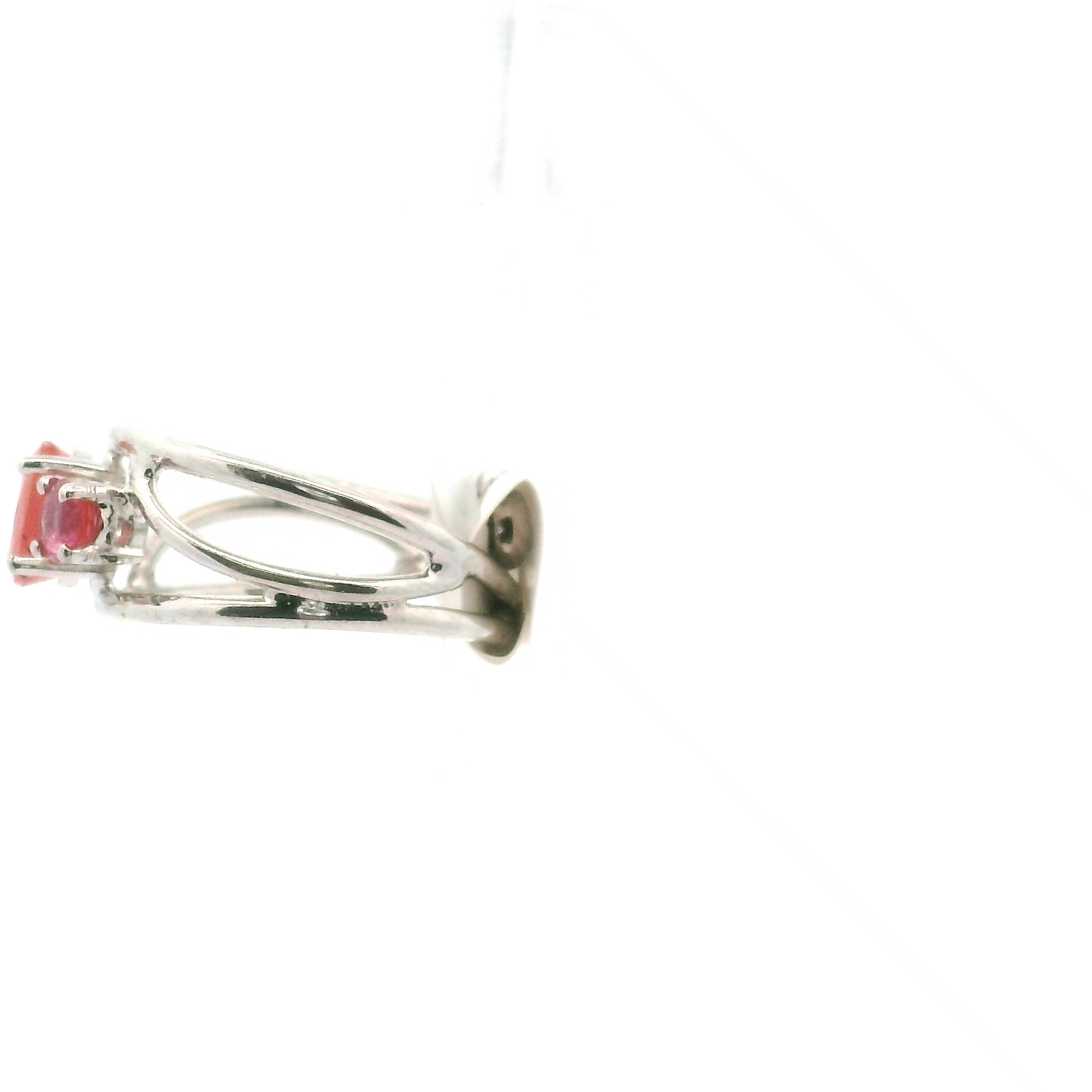 Pezzottaite + Varynenite Midi Cuff Ring 925 Silver for Joy, Love and Empowerment