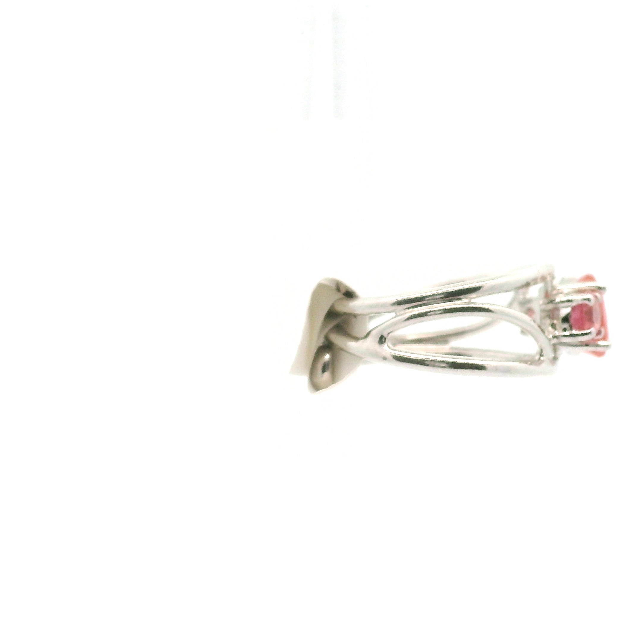 Pezzottaite + Varynenite Midi Cuff Ring 925 Silver for Joy, Love and Empowerment