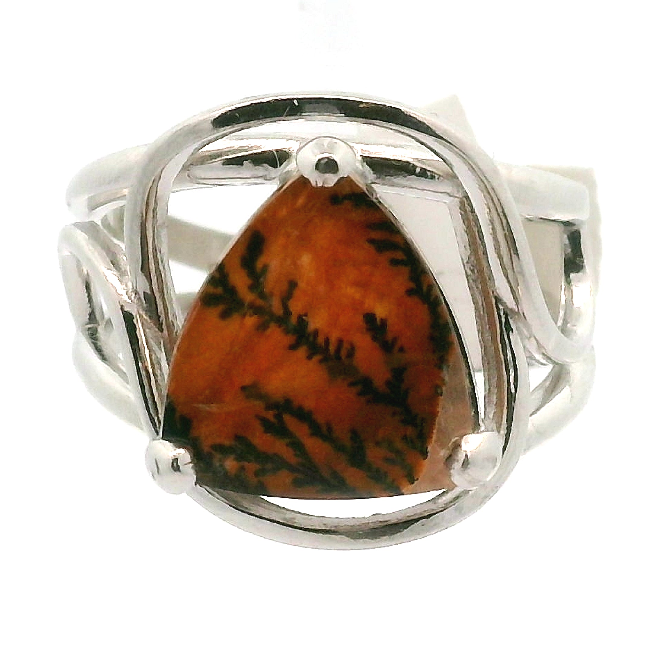 Dendritic Girasol Quartz with Golden Healer Finger Cuff Adjustable Ring .925 Silver for Master Healing, Grounding & Transformation