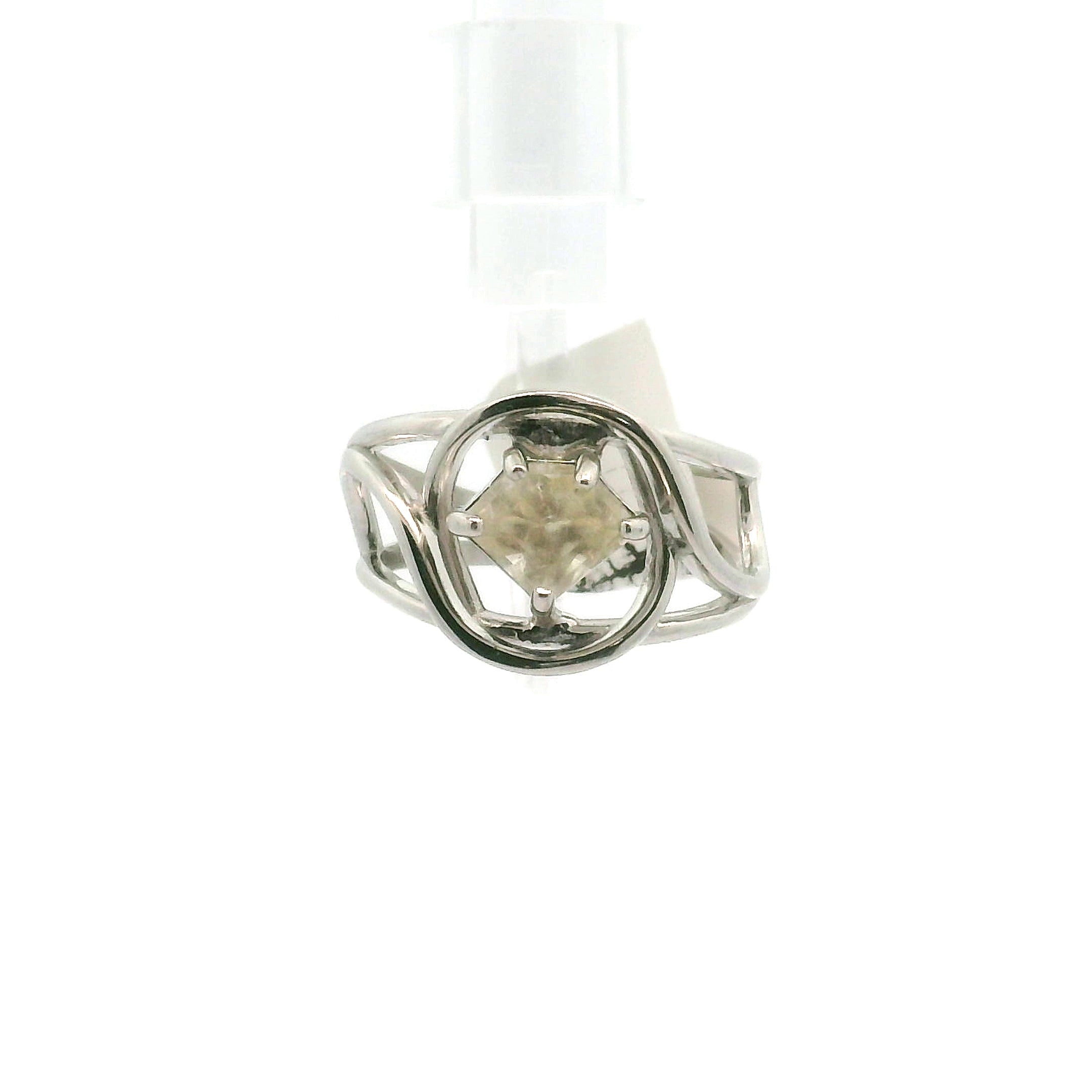 Whewellite Czechia Cuff Ring .925 Silver for Emotional Simplification