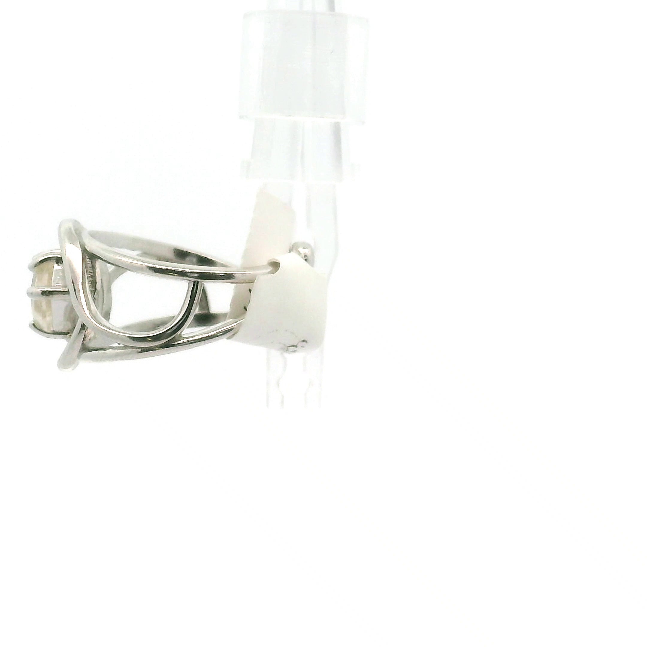 Whewellite Czechia Cuff Ring .925 Silver for Emotional Simplification