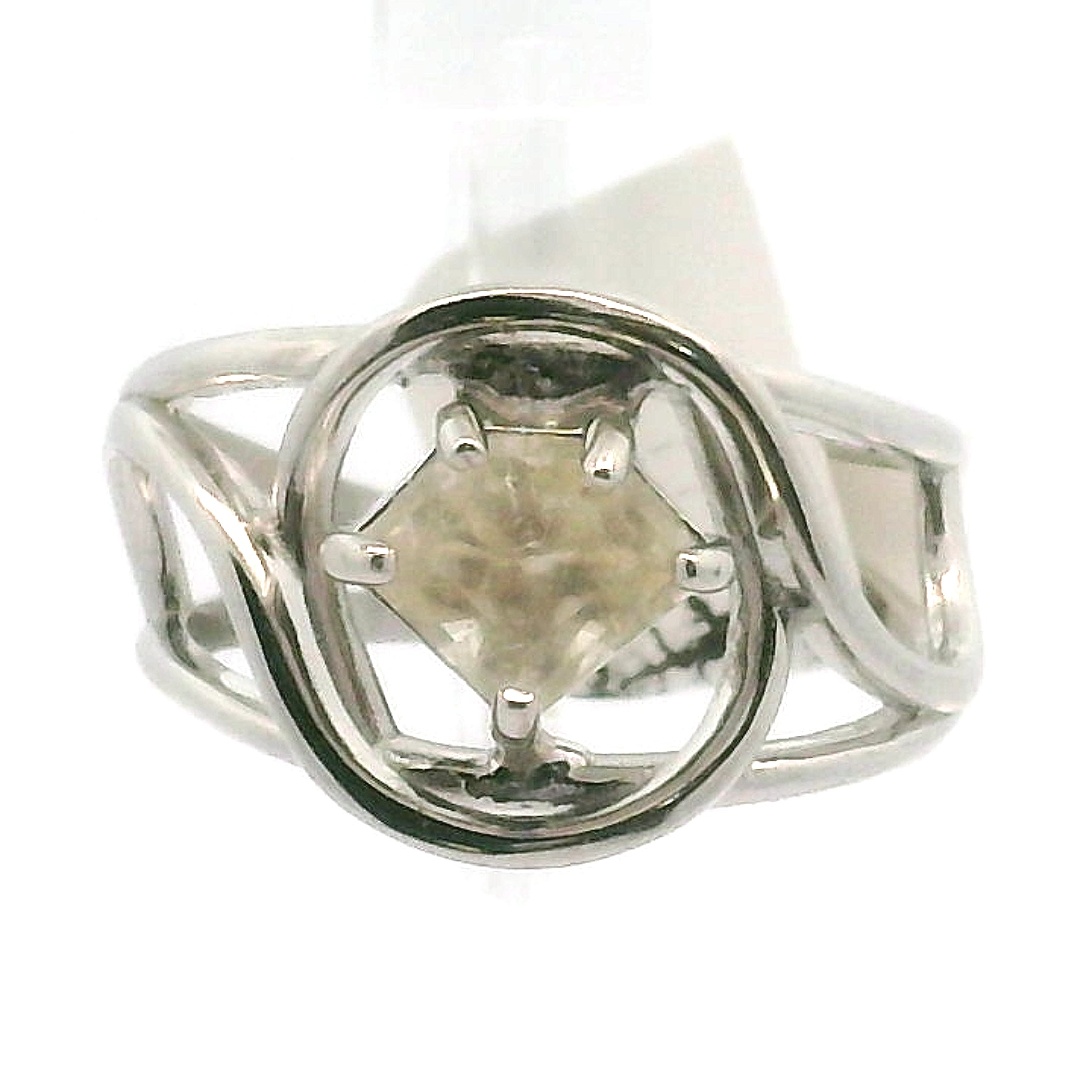 Whewellite Czechia Cuff Ring .925 Silver for Emotional Simplification