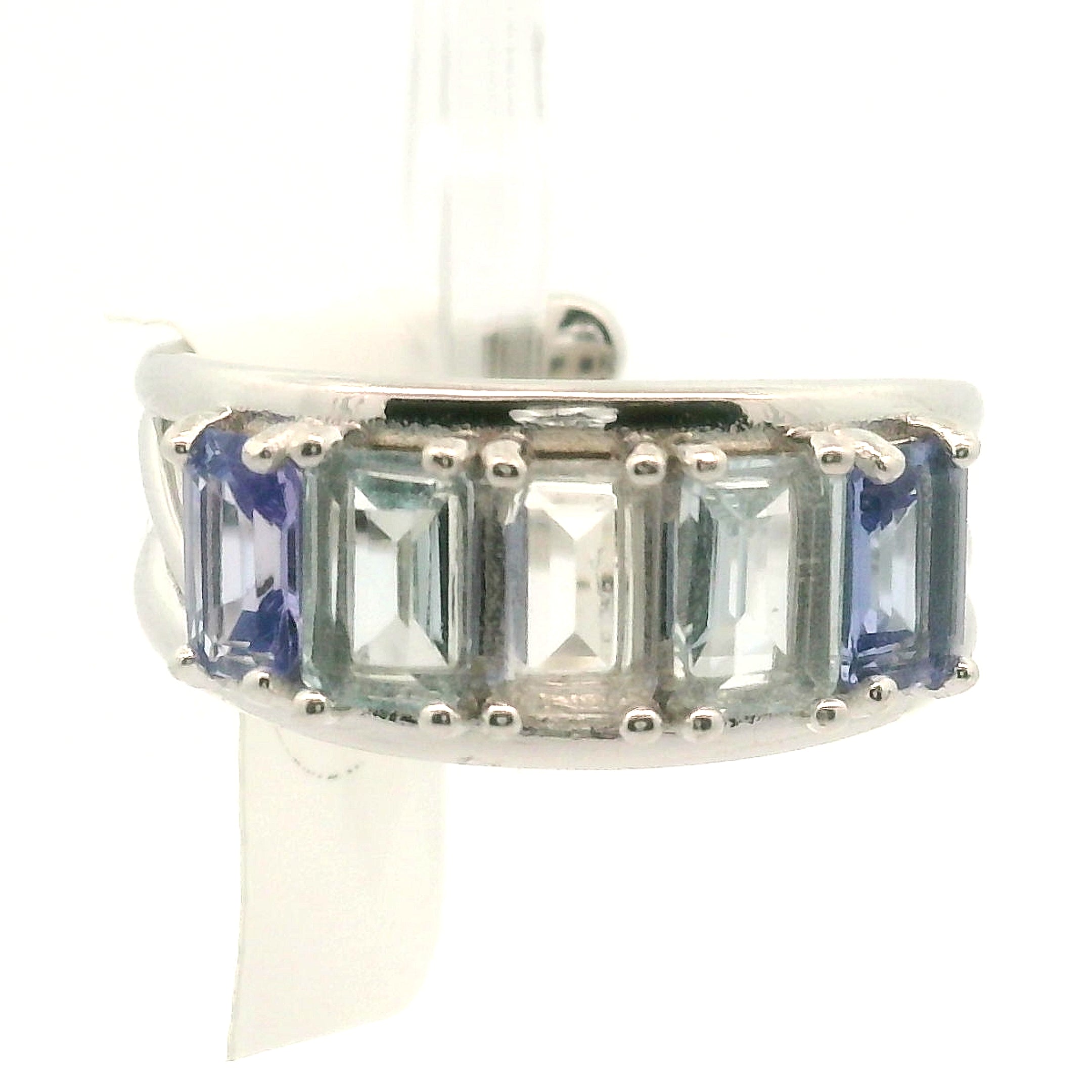 Multi Stone Emerald Cut Stacker Cuff Ring .925 Silver for Healing, Intention Setting and Manifesting your Desires