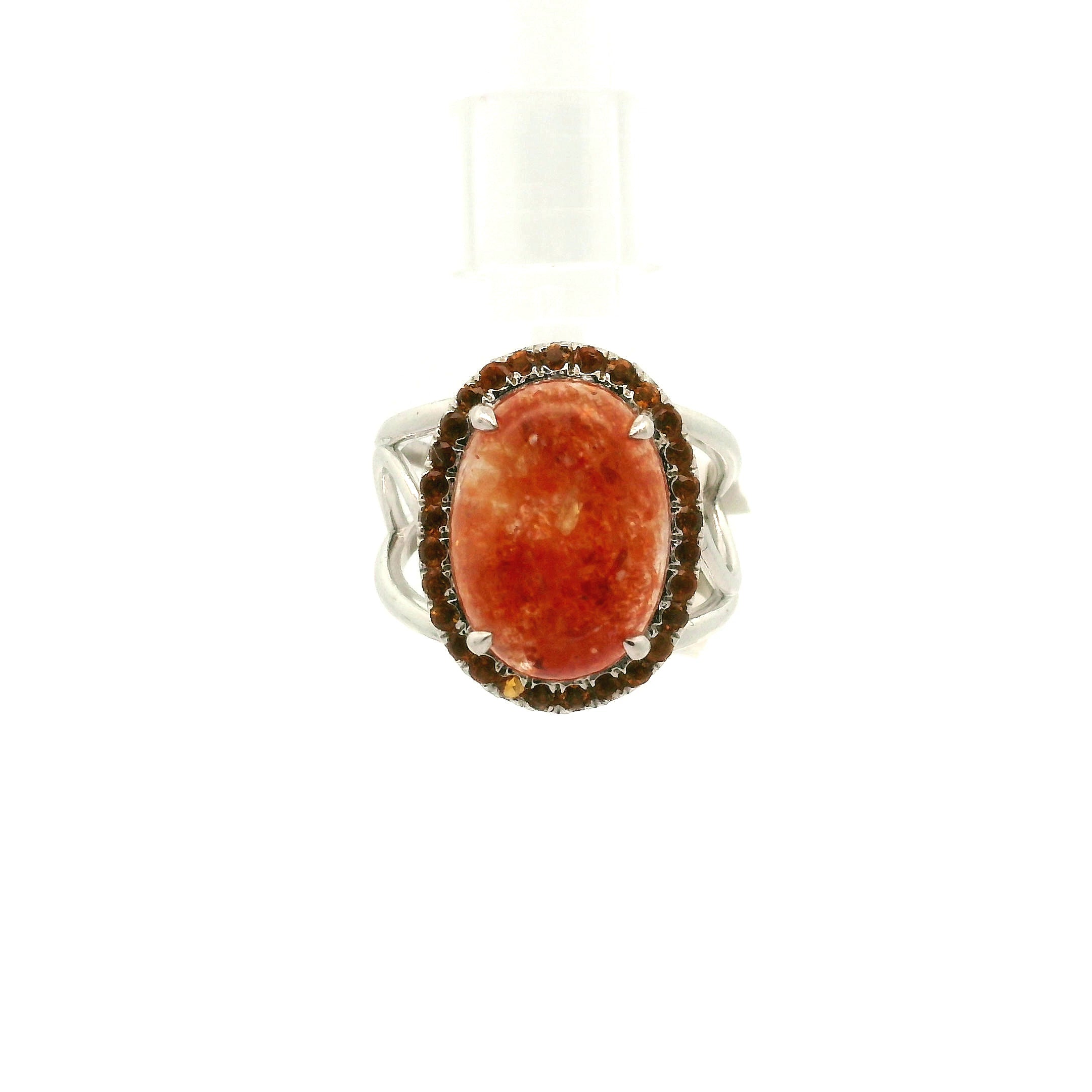 Sunstone and Citrine Pave Adjustable Cuff Ring .925 Silver for Manifesting Wealth and Abundance