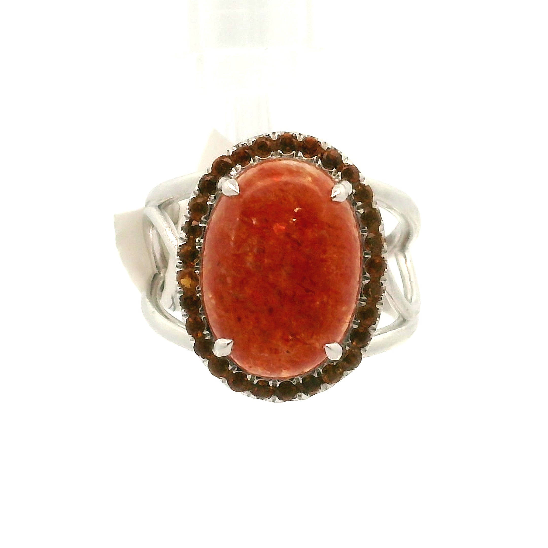 Sunstone and Citrine Pave Adjustable Cuff Ring .925 Silver for Manifesting Wealth and Abundance