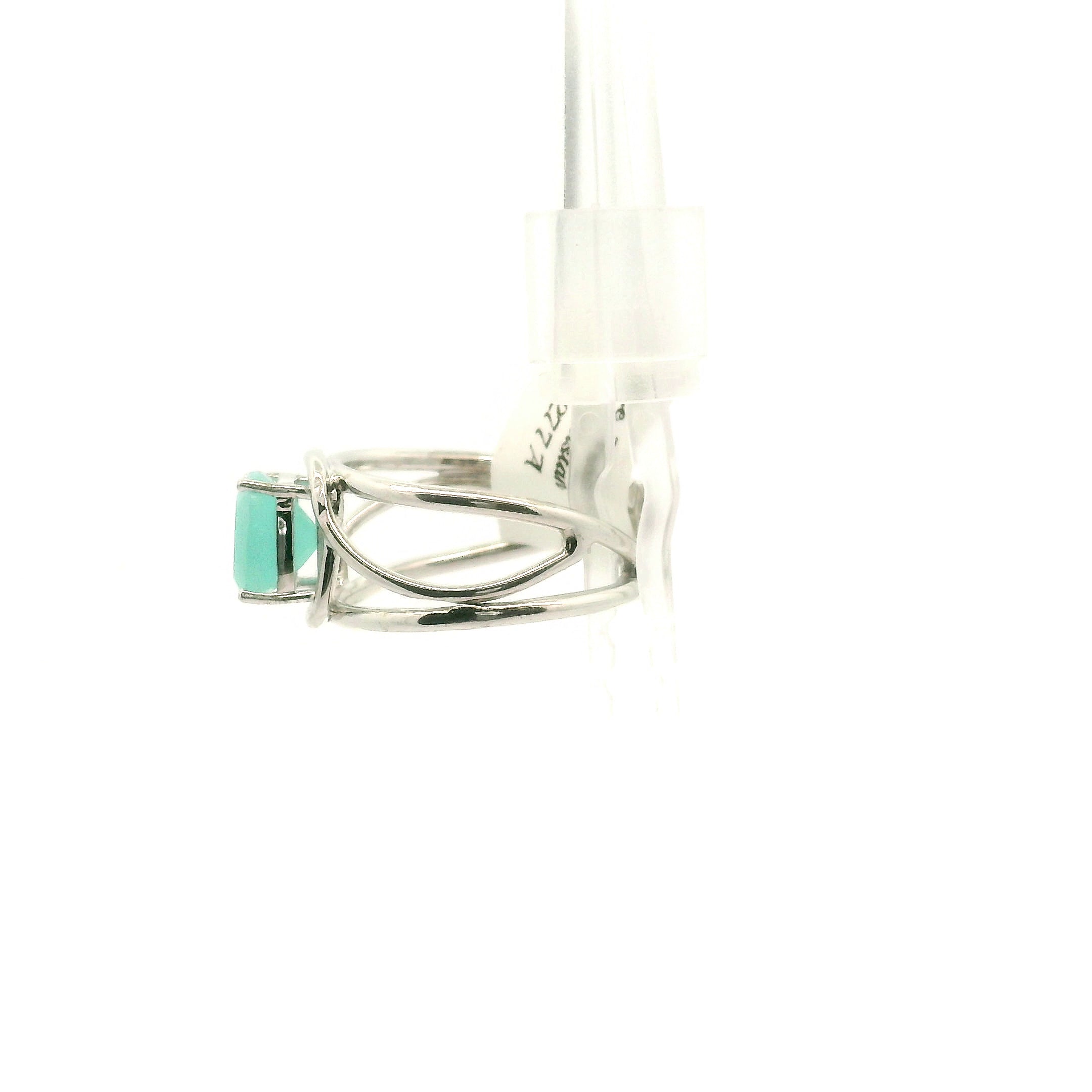 Blue Aragonite Cuff Ring 925 Silver for Peace and Calm