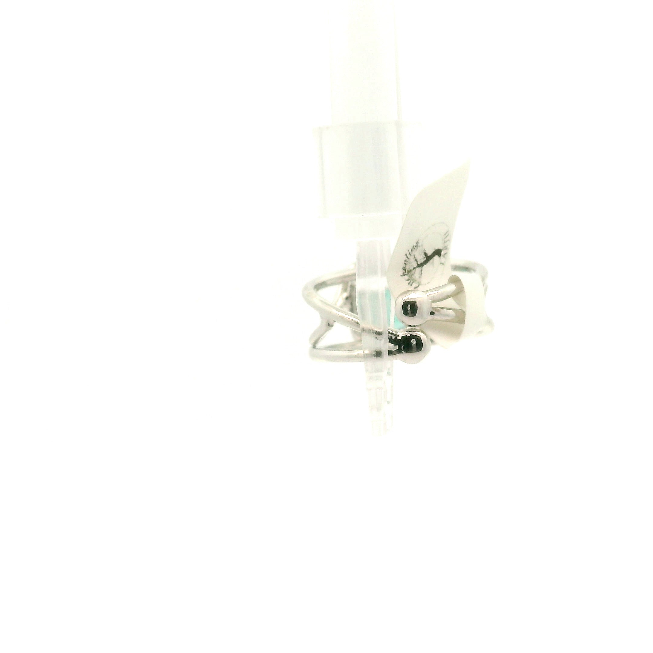Blue Aragonite Cuff Ring 925 Silver for Peace and Calm
