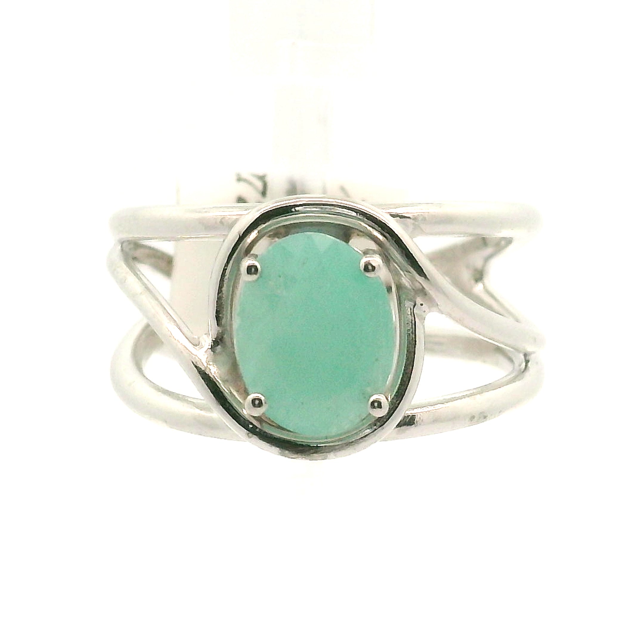 Blue Aragonite Cuff Ring 925 Silver for Peace and Calm