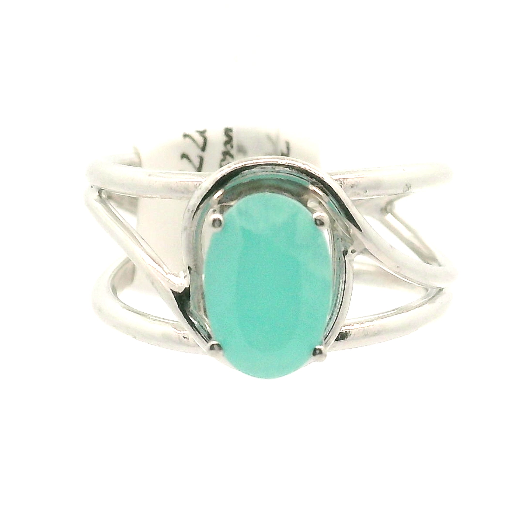 Blue Aragonite Cuff Ring 925 Silver for Peace and Calm