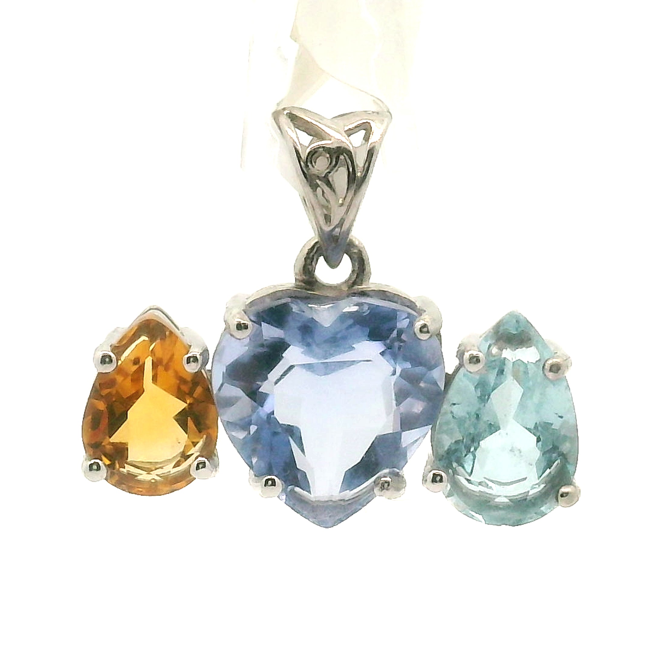 Triple Stone Enchanting Crown Pendant .925 Silver for Embracing your Power