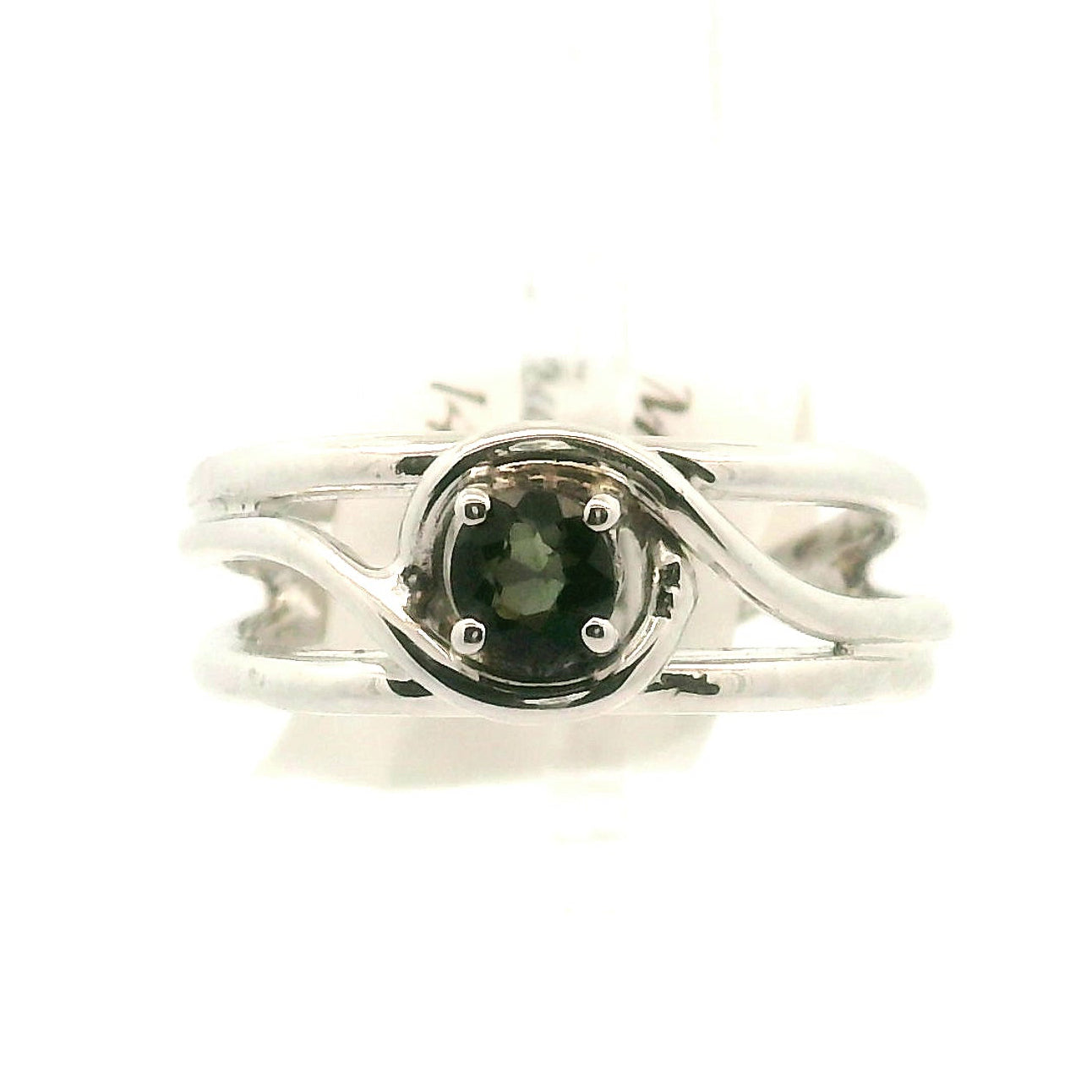 Midnight Tourmaline Midi Cuff Ring .925 Silver for Protection and Grounding