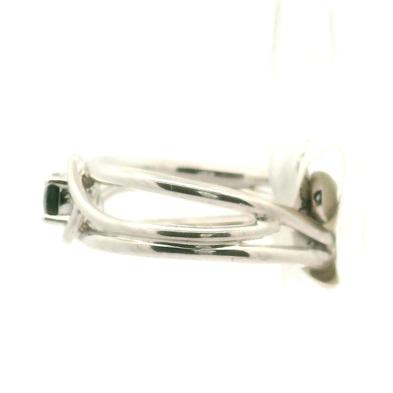 Midnight Tourmaline Midi Cuff Ring .925 Silver for Protection and Grounding