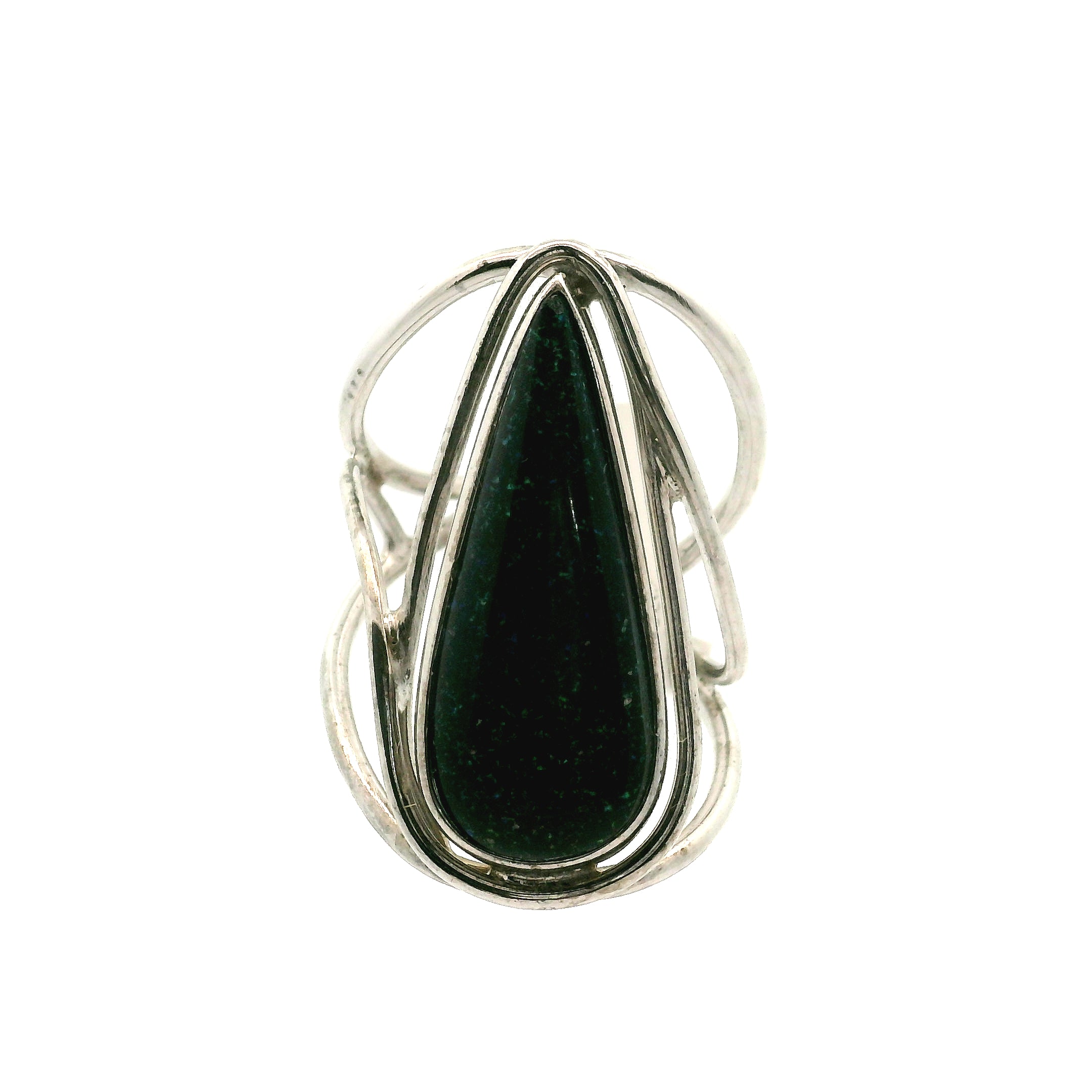 Galaxy Opal Cuff Ring 925 Silver for Psychic Sensitivity, Subtle Energy and Intuition
