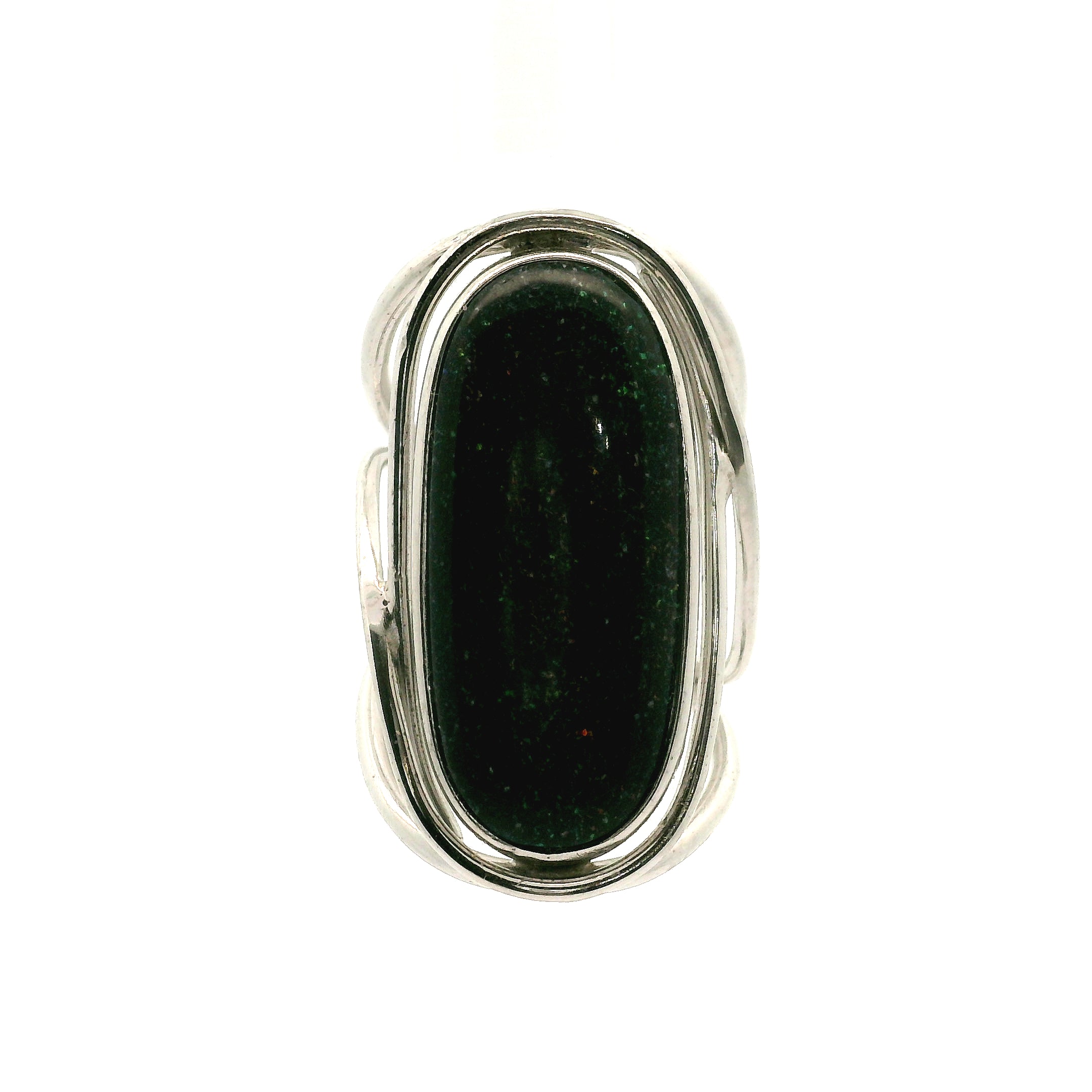 Galaxy Opal Cuff Ring 925 Silver for Psychic Sensitivity, Subtle Energy and Intuition