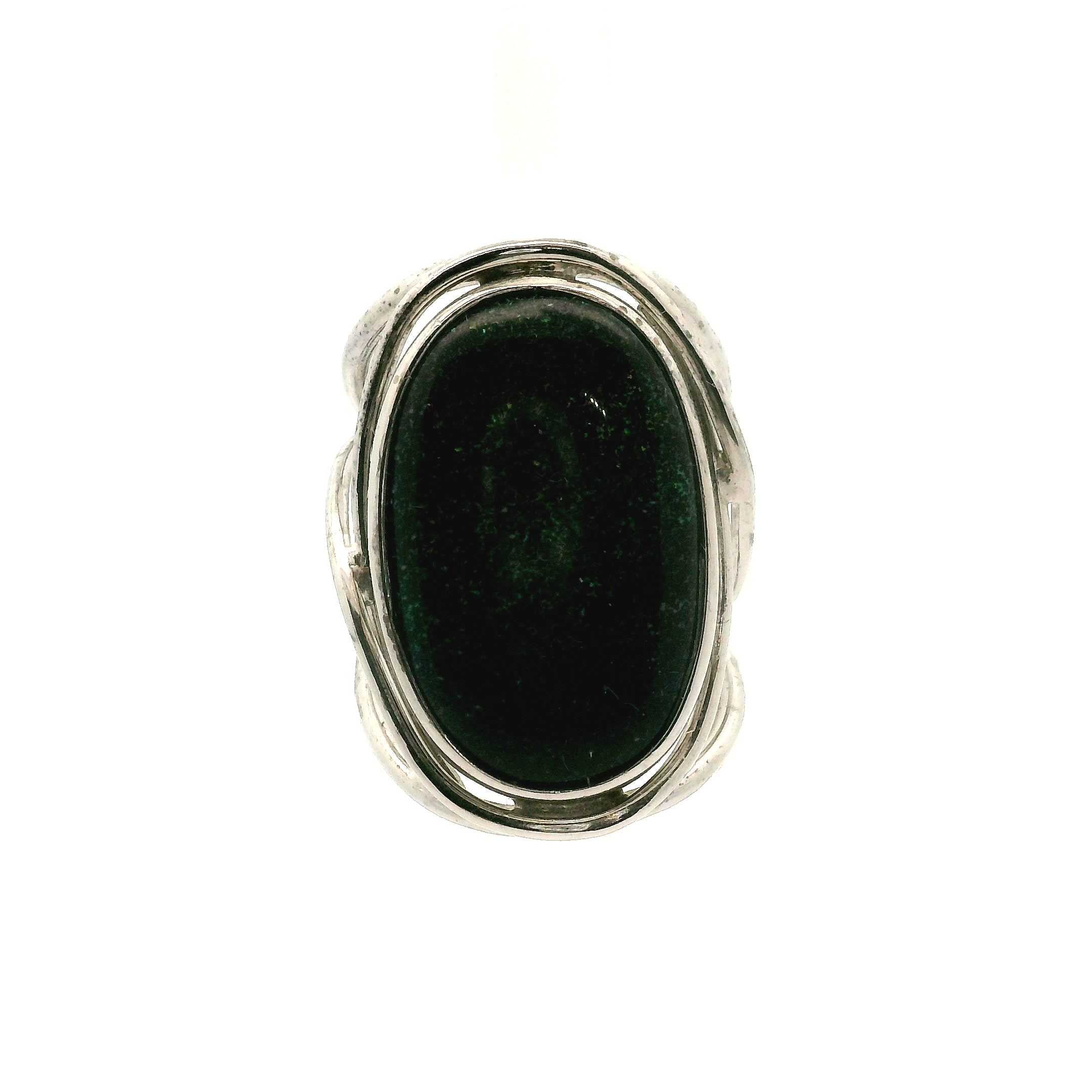 Galaxy Opal Cuff Ring 925 Silver for Psychic Sensitivity, Subtle Energy and Intuition