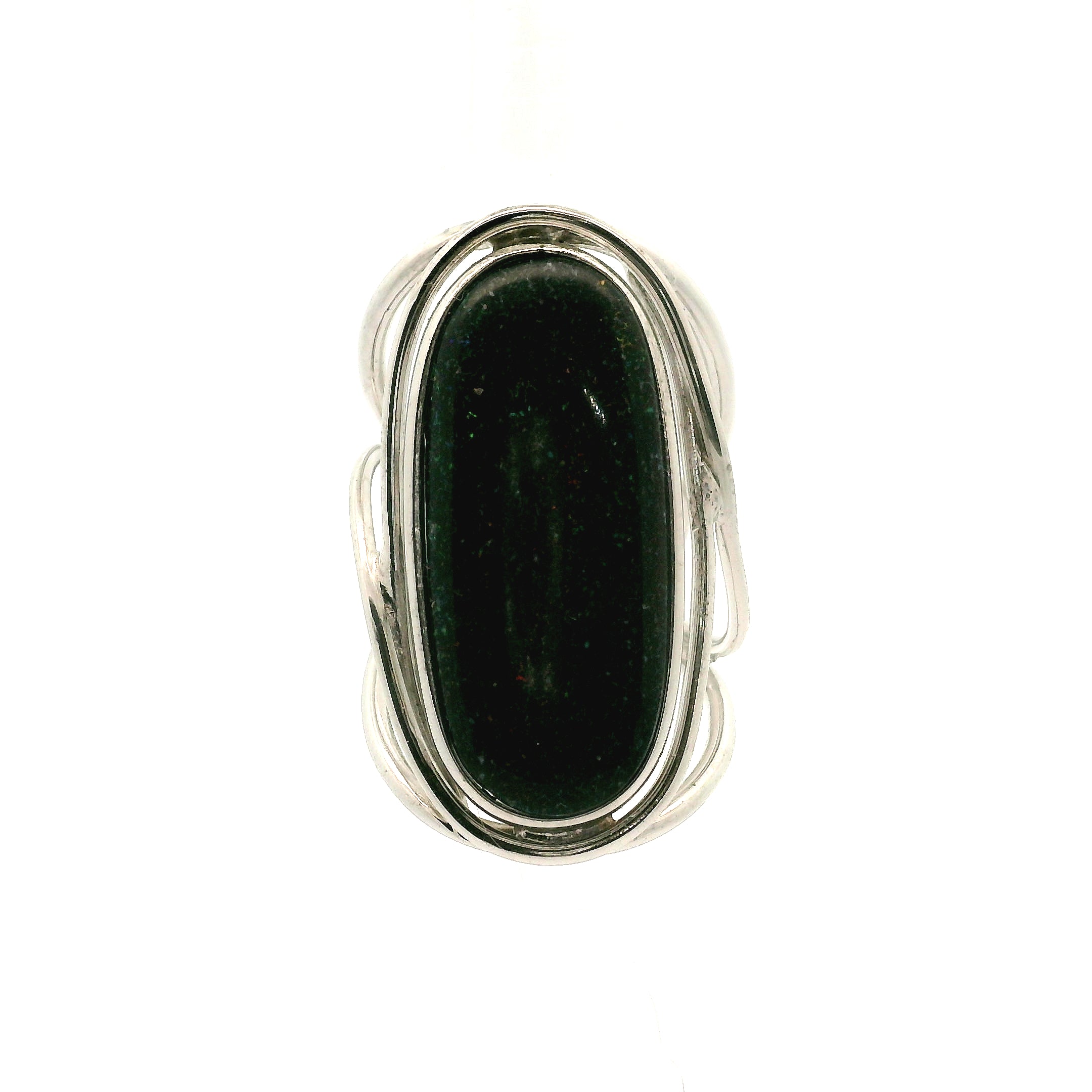 Galaxy Opal Cuff Ring 925 Silver for Psychic Sensitivity, Subtle Energy and Intuition