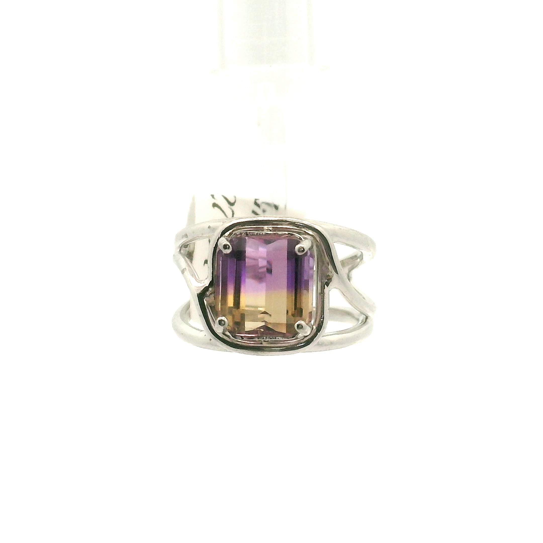 Ametrine Cuff Ring .925 Silver for Empowerment & Harmony