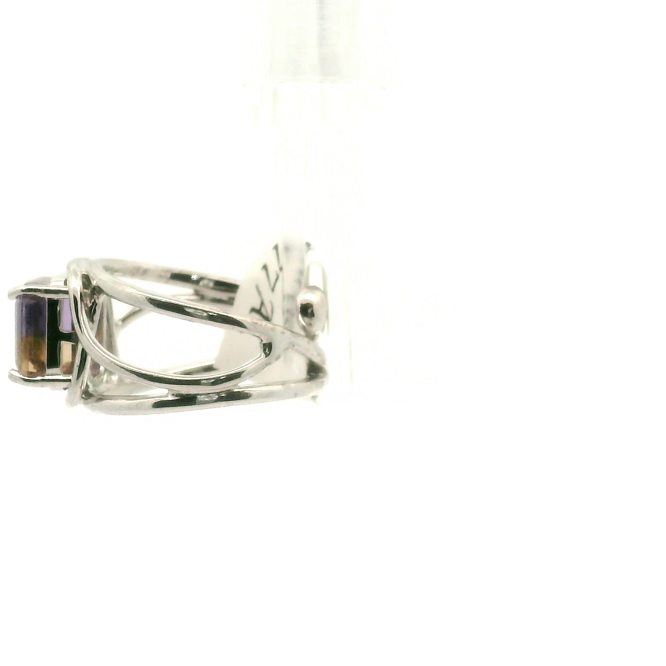 Ametrine Cuff Ring .925 Silver for Empowerment & Harmony
