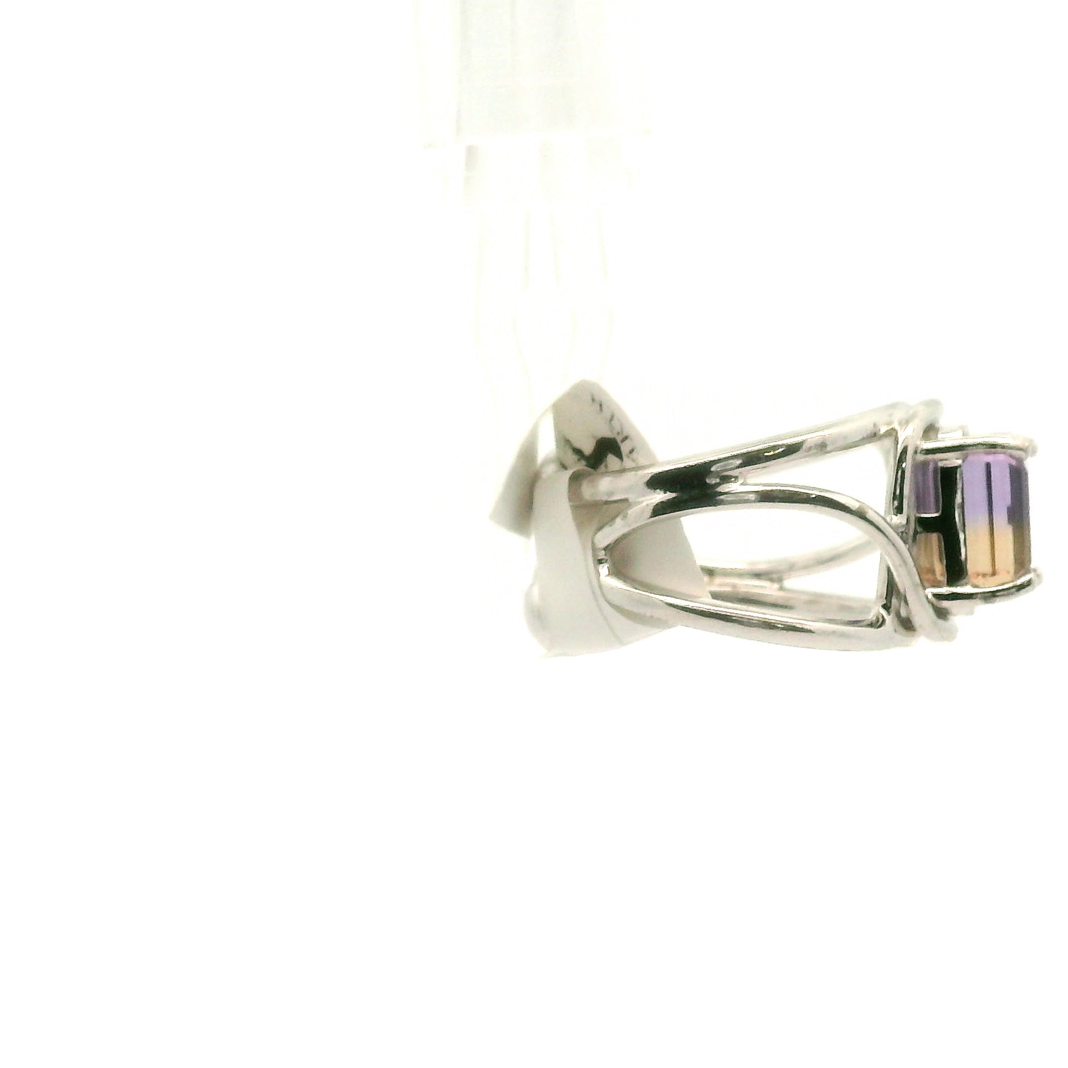 Ametrine Cuff Ring .925 Silver for Empowerment & Harmony