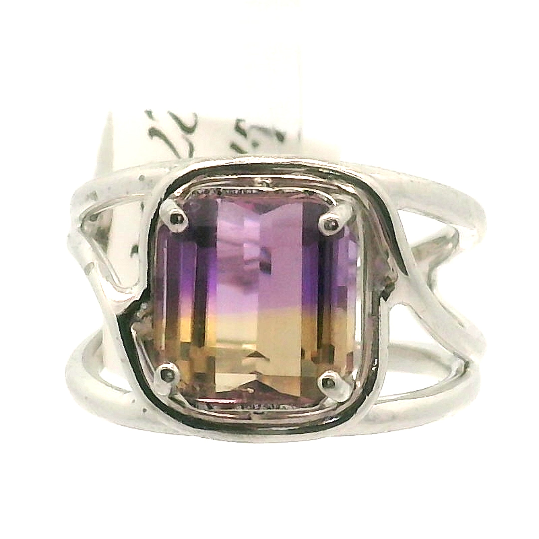 Ametrine Cuff Ring .925 Silver for Empowerment & Harmony