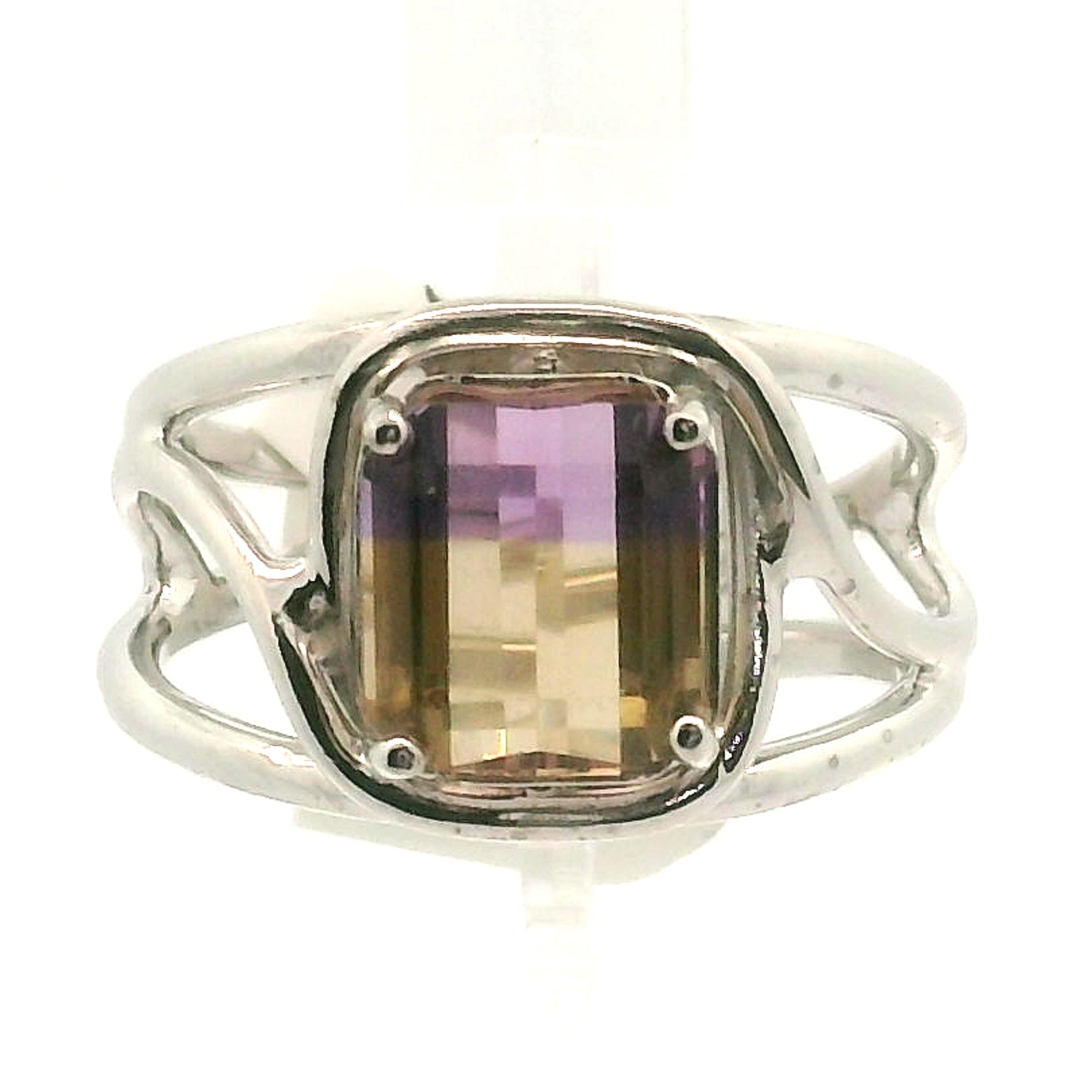 Ametrine Cuff Ring .925 Silver for Empowerment & Harmony