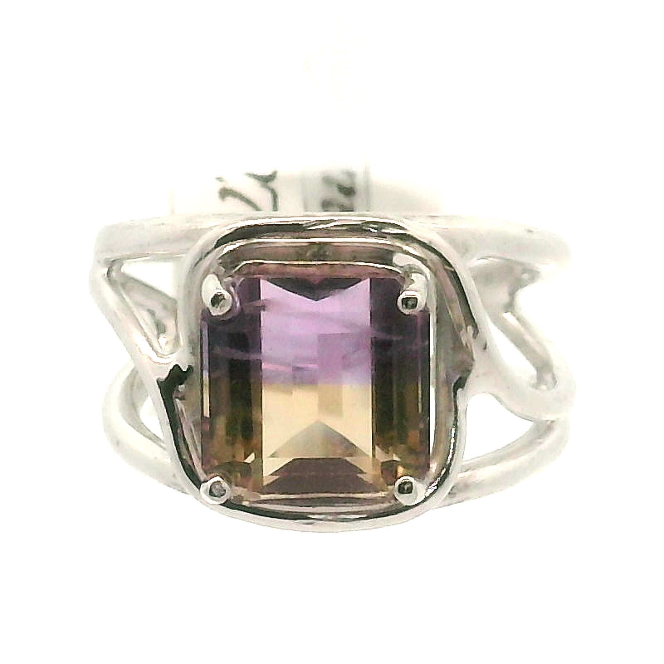 Ametrine Cuff Ring .925 Silver for Empowerment & Harmony