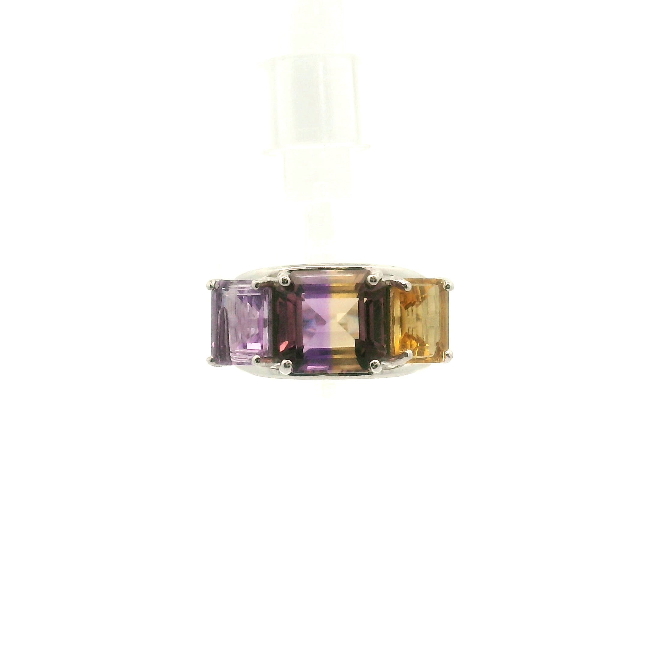 Ametrine Triple Crown Cuff Ring .925 Silver for Empowerment & Harmony