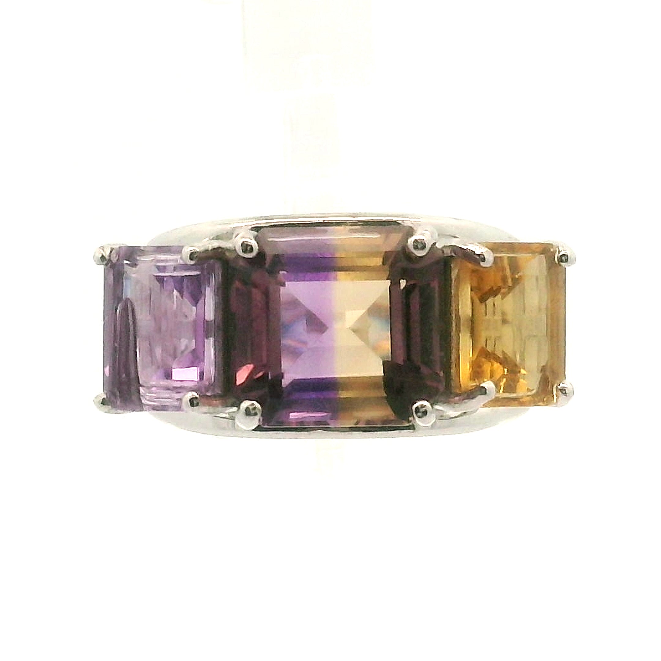 Ametrine Triple Crown Cuff Ring .925 Silver for Empowerment & Harmony