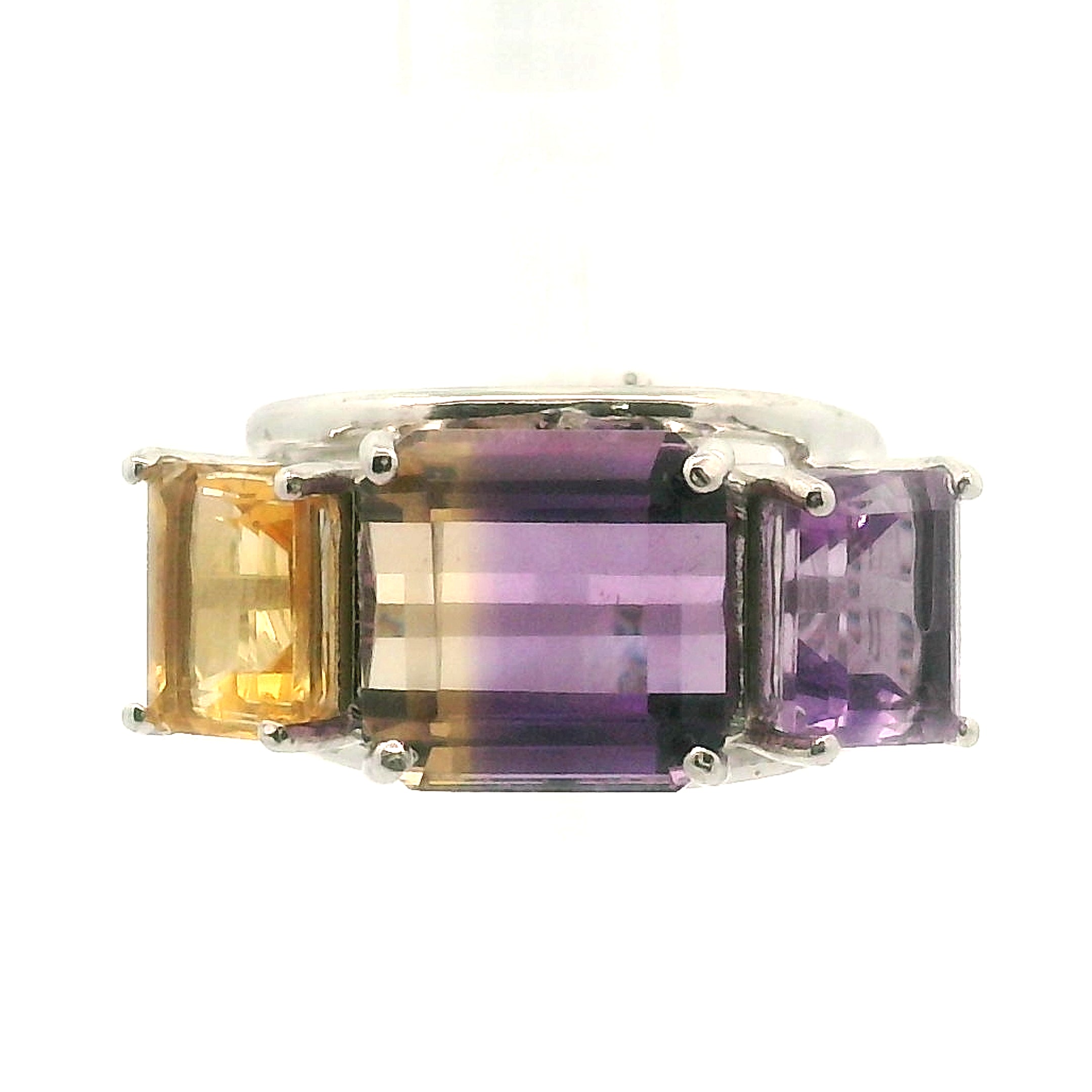 Ametrine Triple Crown Cuff Ring .925 Silver for Empowerment & Harmony