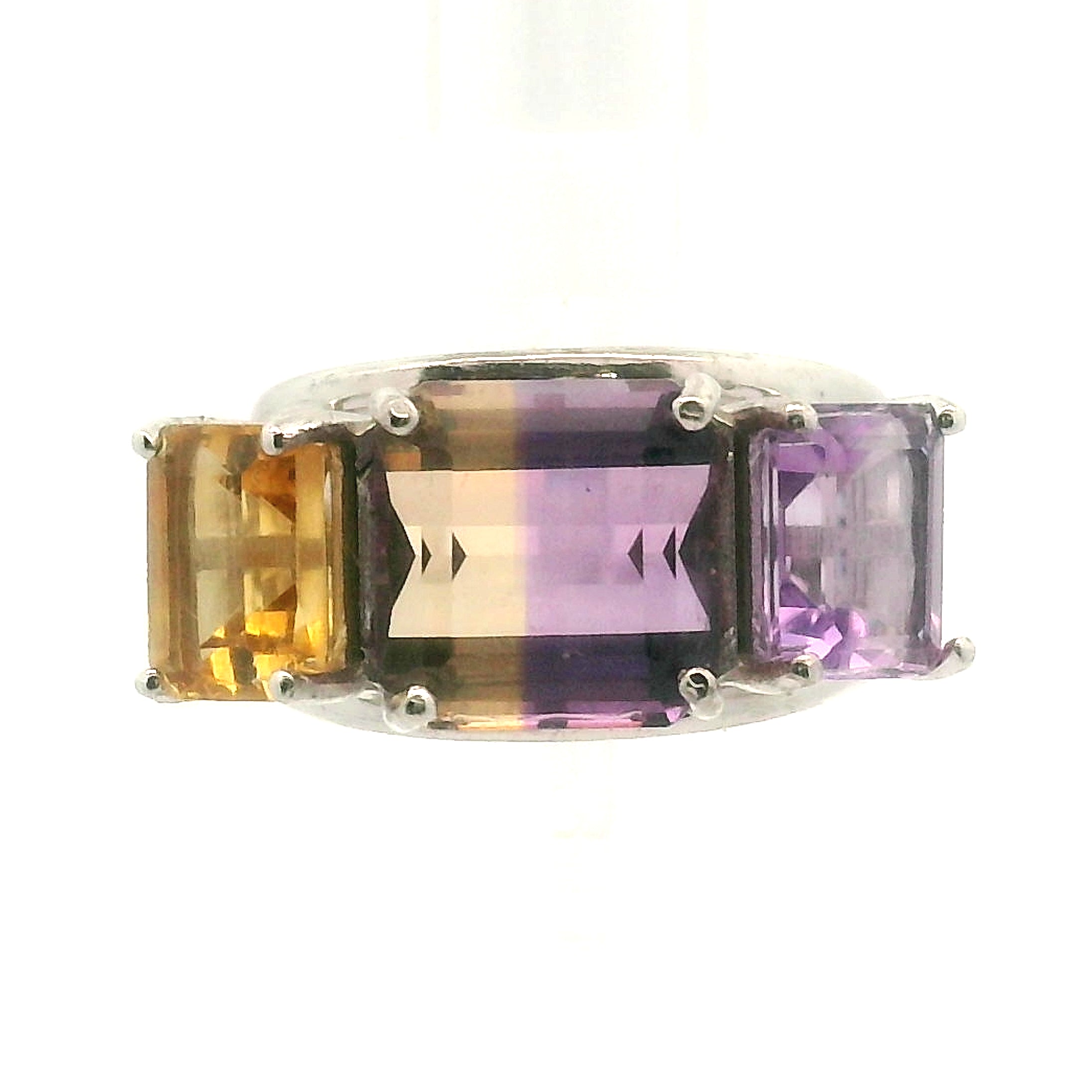 Ametrine Triple Crown Cuff Ring .925 Silver for Empowerment & Harmony