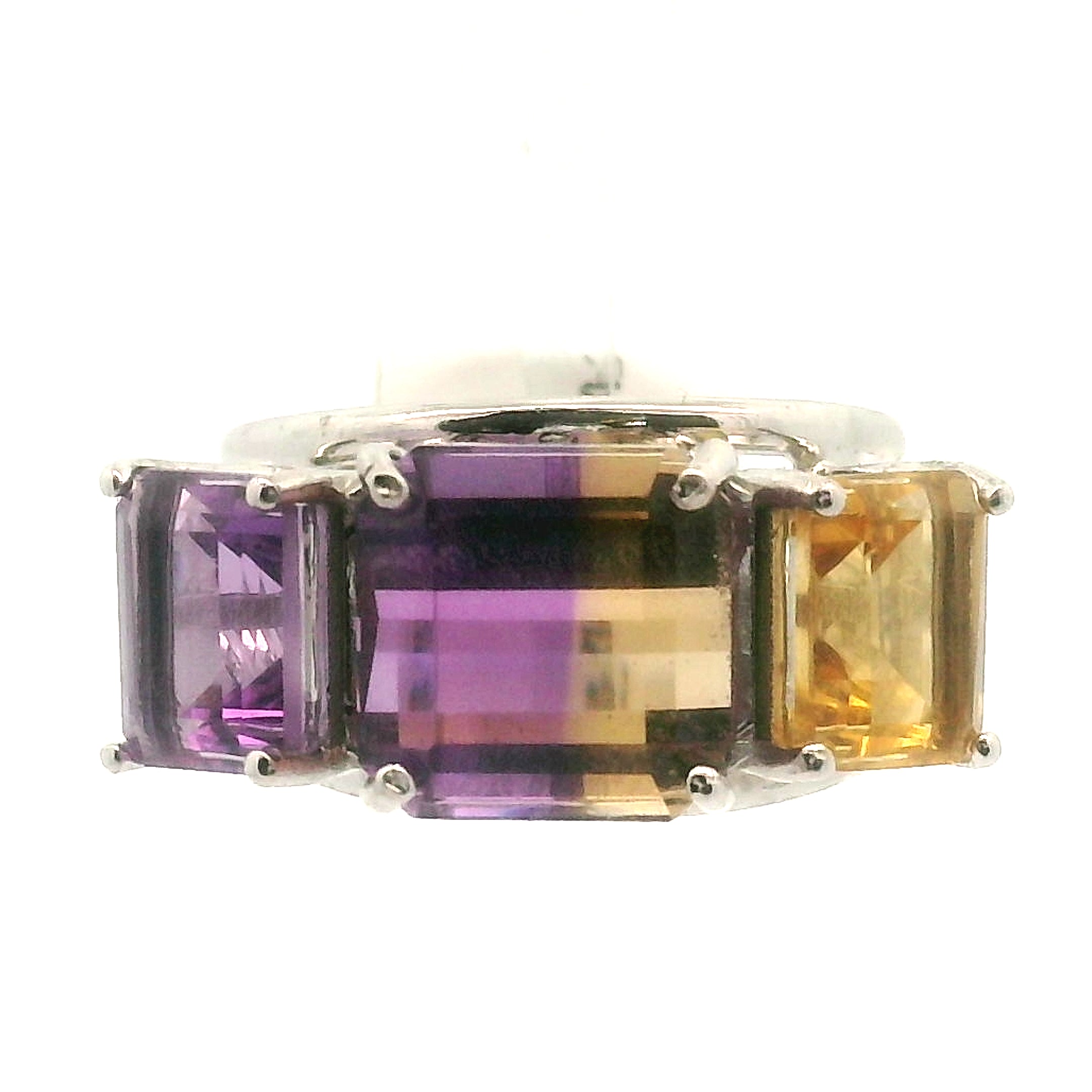 Ametrine Triple Crown Cuff Ring .925 Silver for Empowerment & Harmony