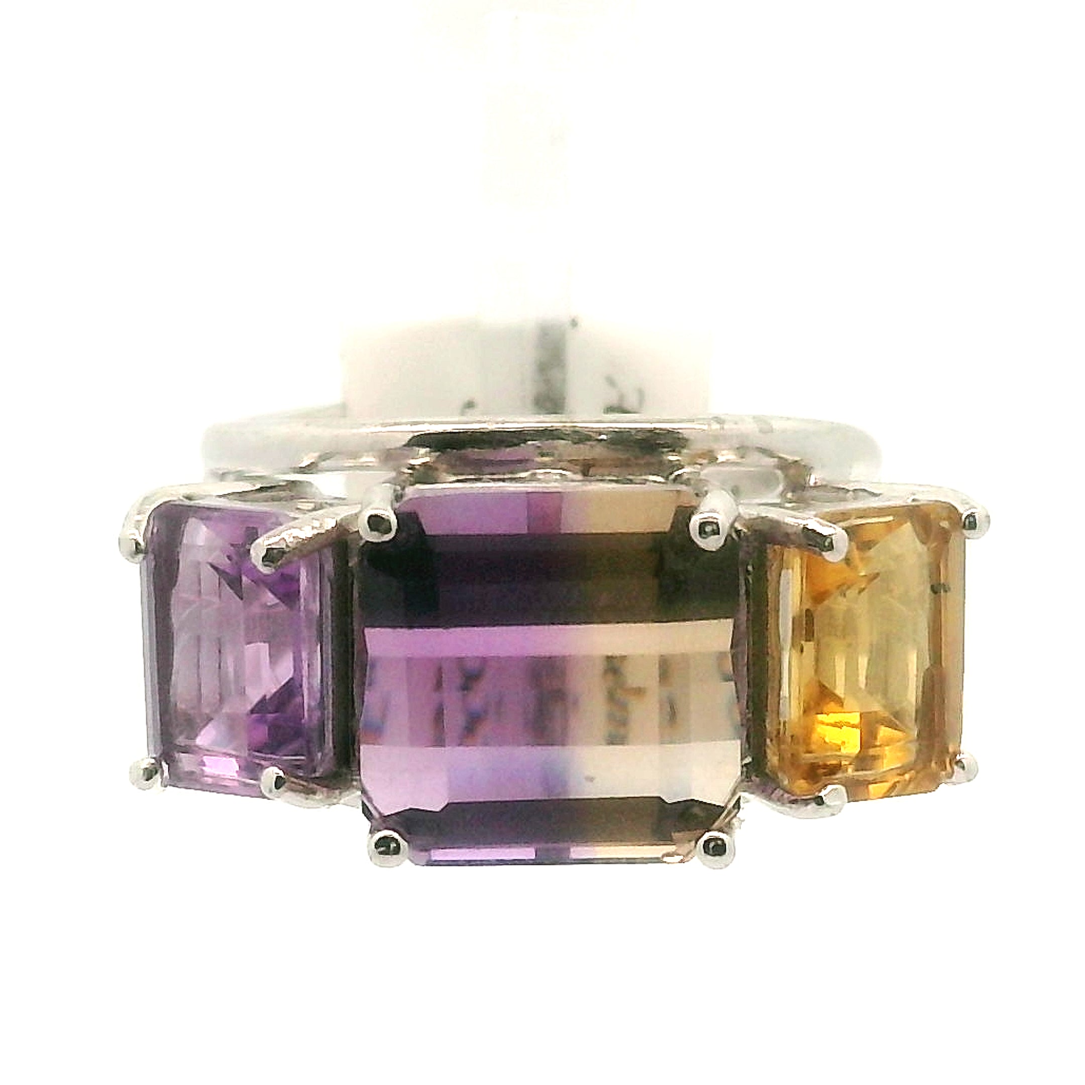 Ametrine Triple Crown Cuff Ring .925 Silver for Empowerment & Harmony