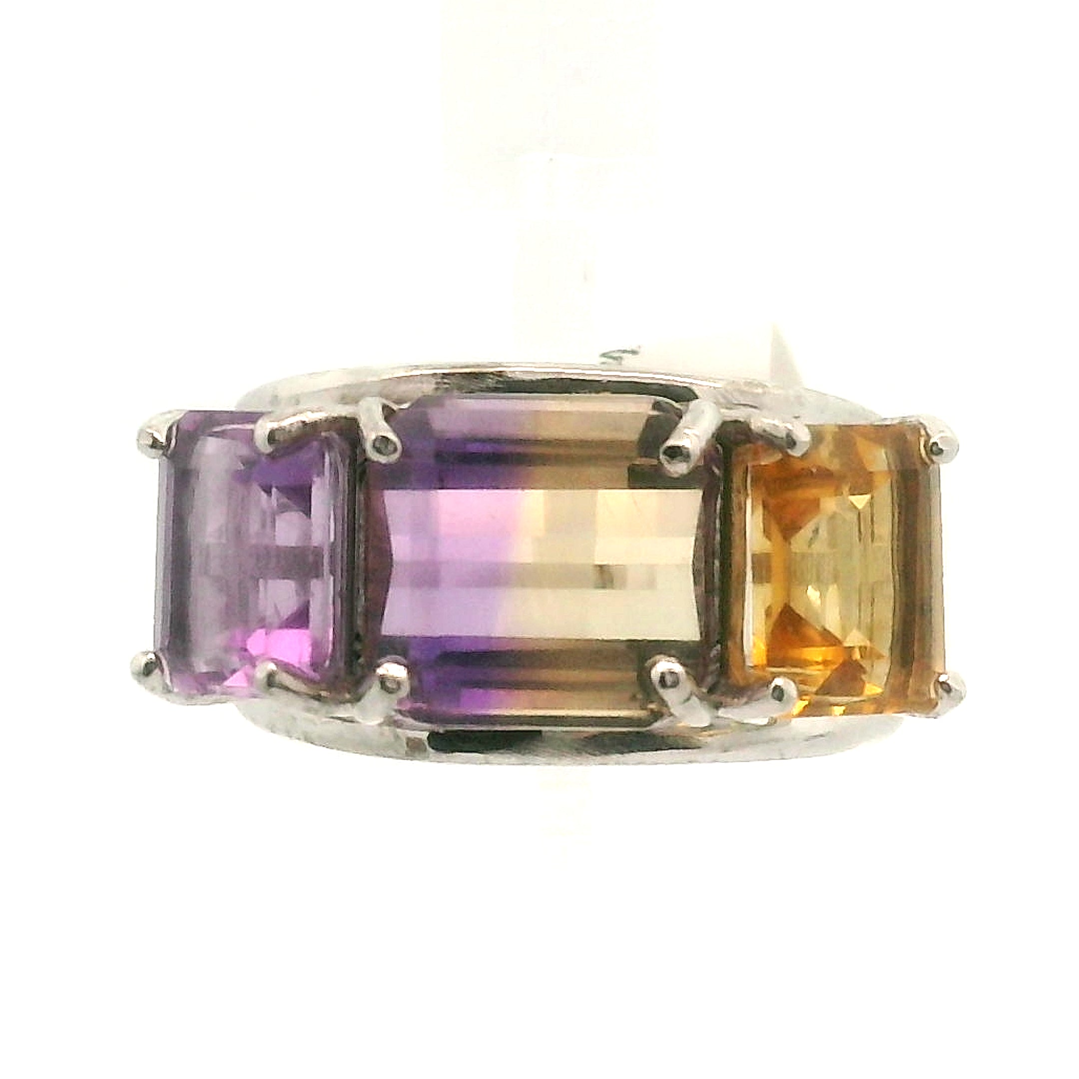 Ametrine Triple Crown Cuff Ring .925 Silver for Empowerment & Harmony