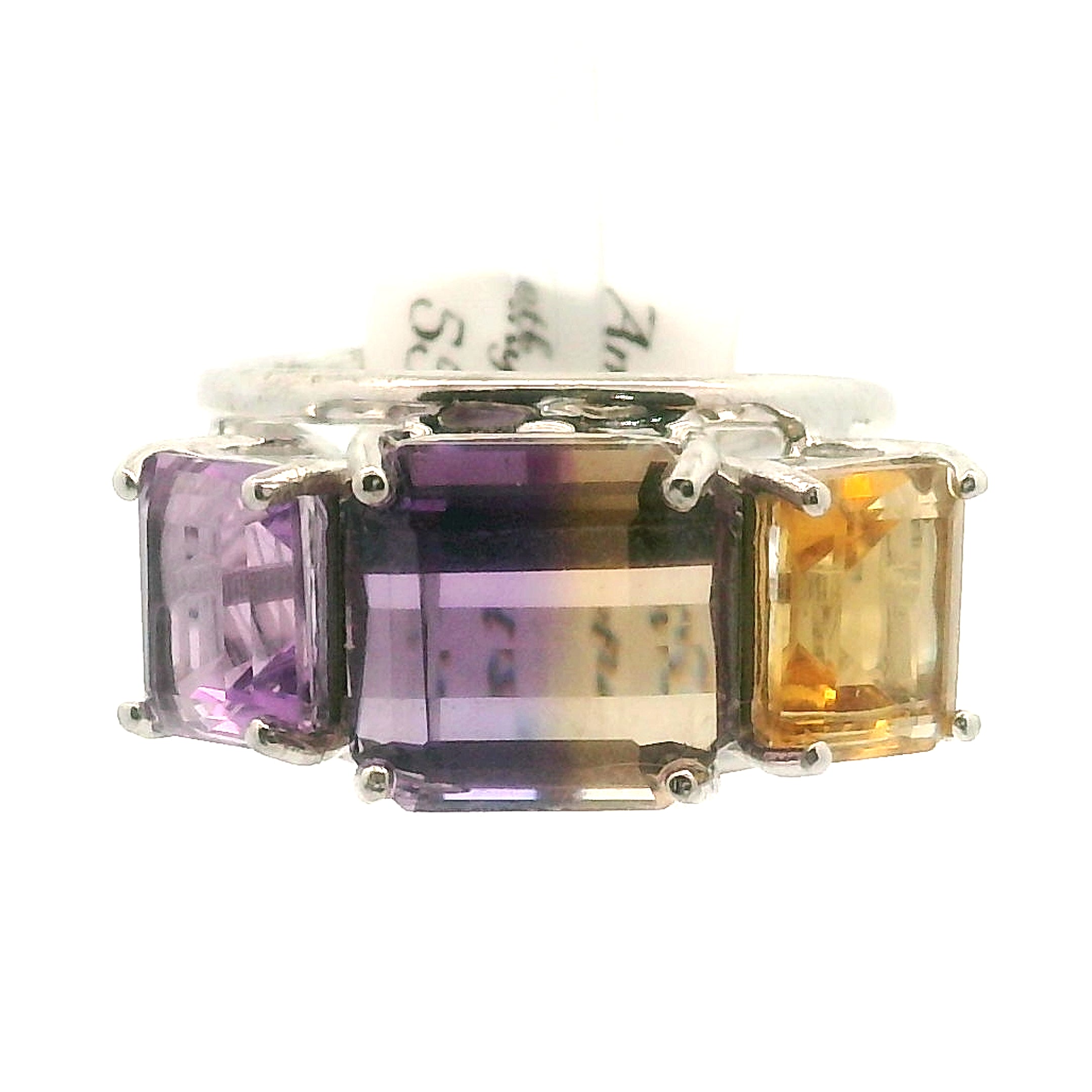Ametrine Triple Crown Cuff Ring .925 Silver for Empowerment & Harmony