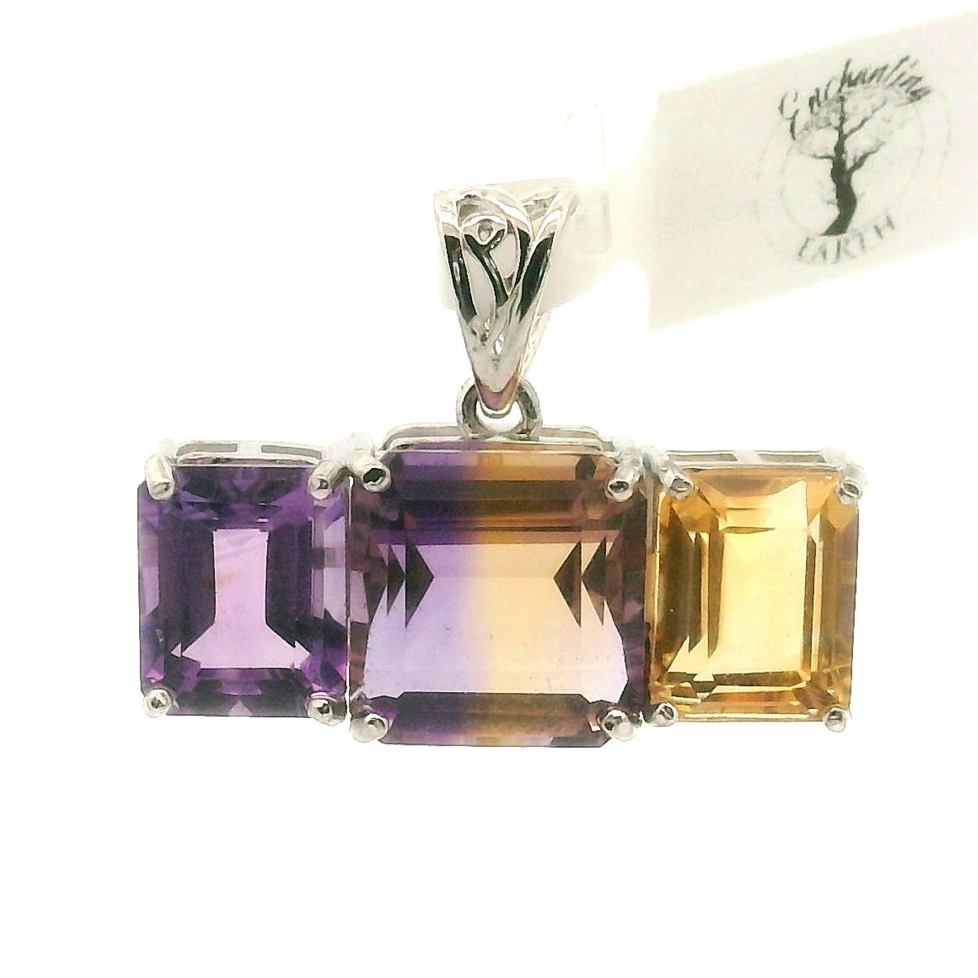 Ametrine Triple Crown Pendant .925 Silver for Empowerment & Harmony