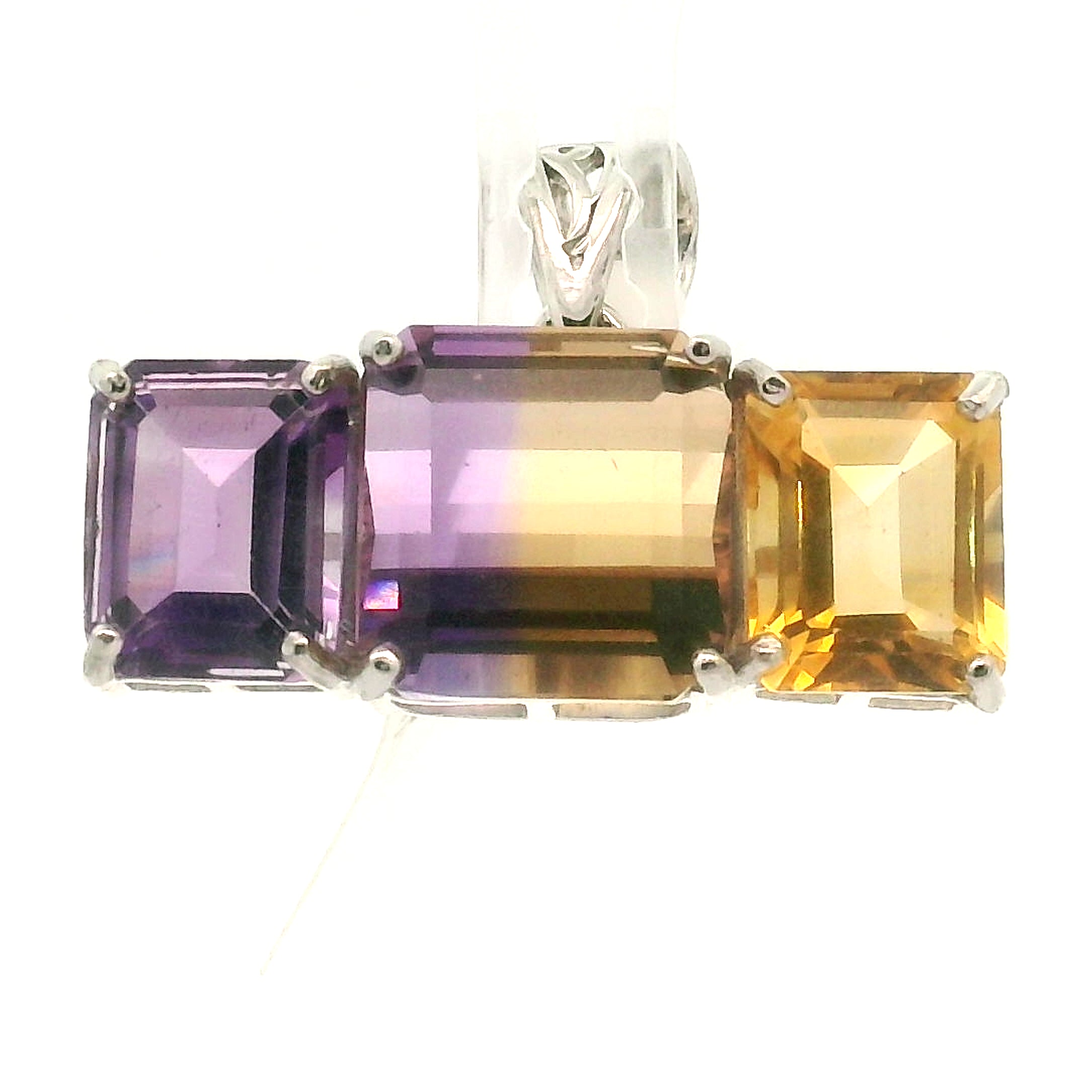 Ametrine Triple Crown Pendant .925 Silver for Empowerment & Harmony