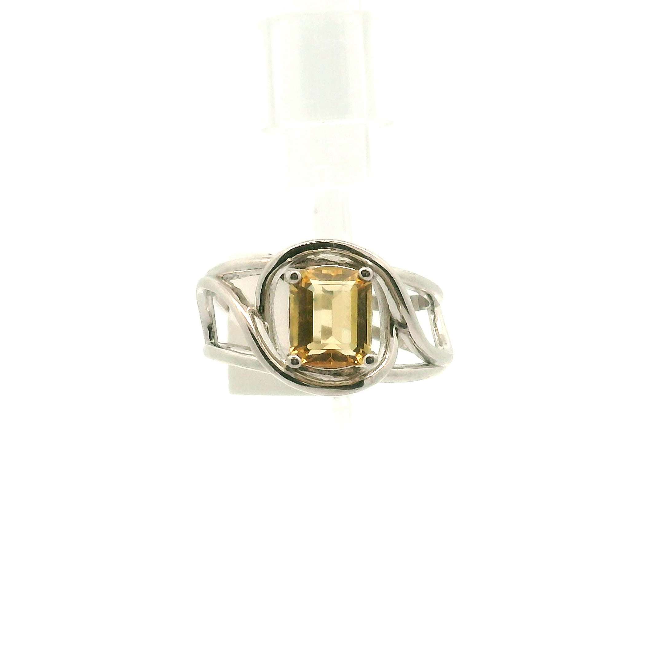 Yellow Zircon Cuff Ring .925 Silver for Wisdom and Vitality