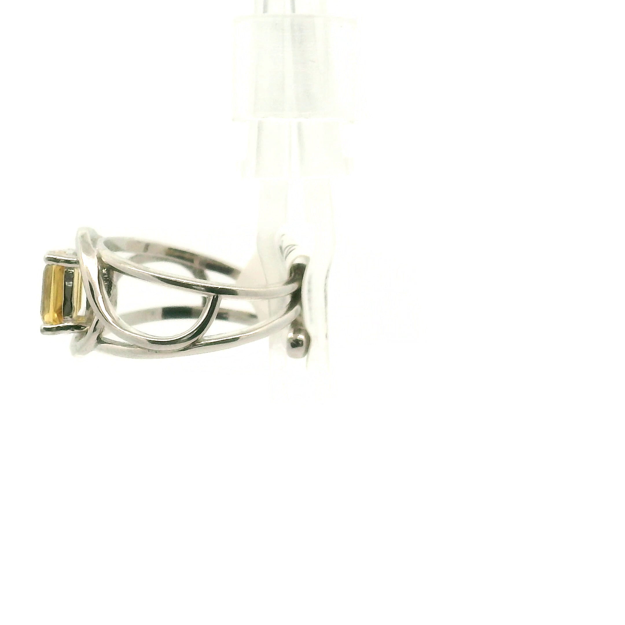 Yellow Zircon Cuff Ring .925 Silver for Wisdom and Vitality