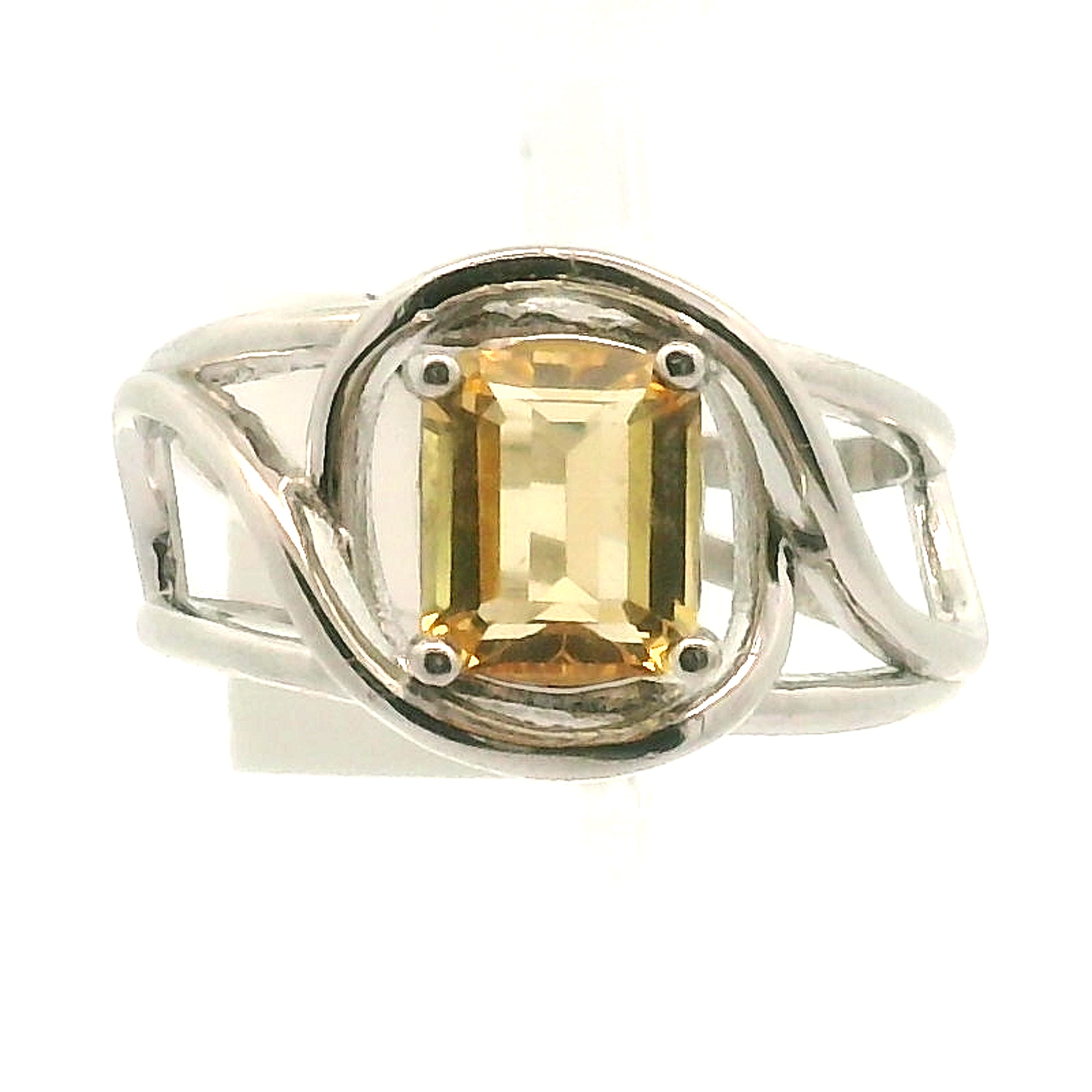 Yellow Zircon Cuff Ring .925 Silver for Wisdom and Vitality